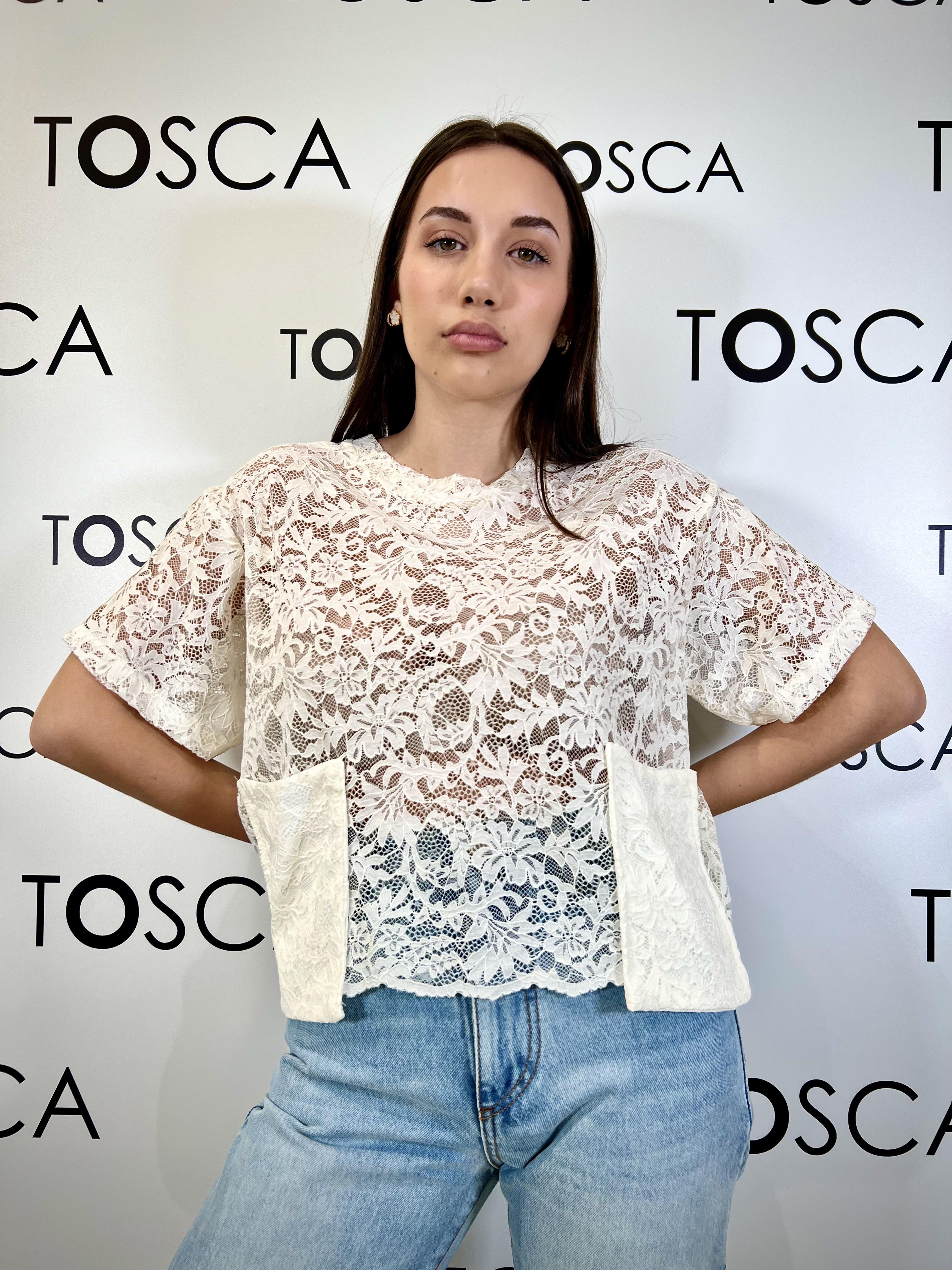 t-shirt in pizzo vicolo TAB1293AVORIO VICOLO