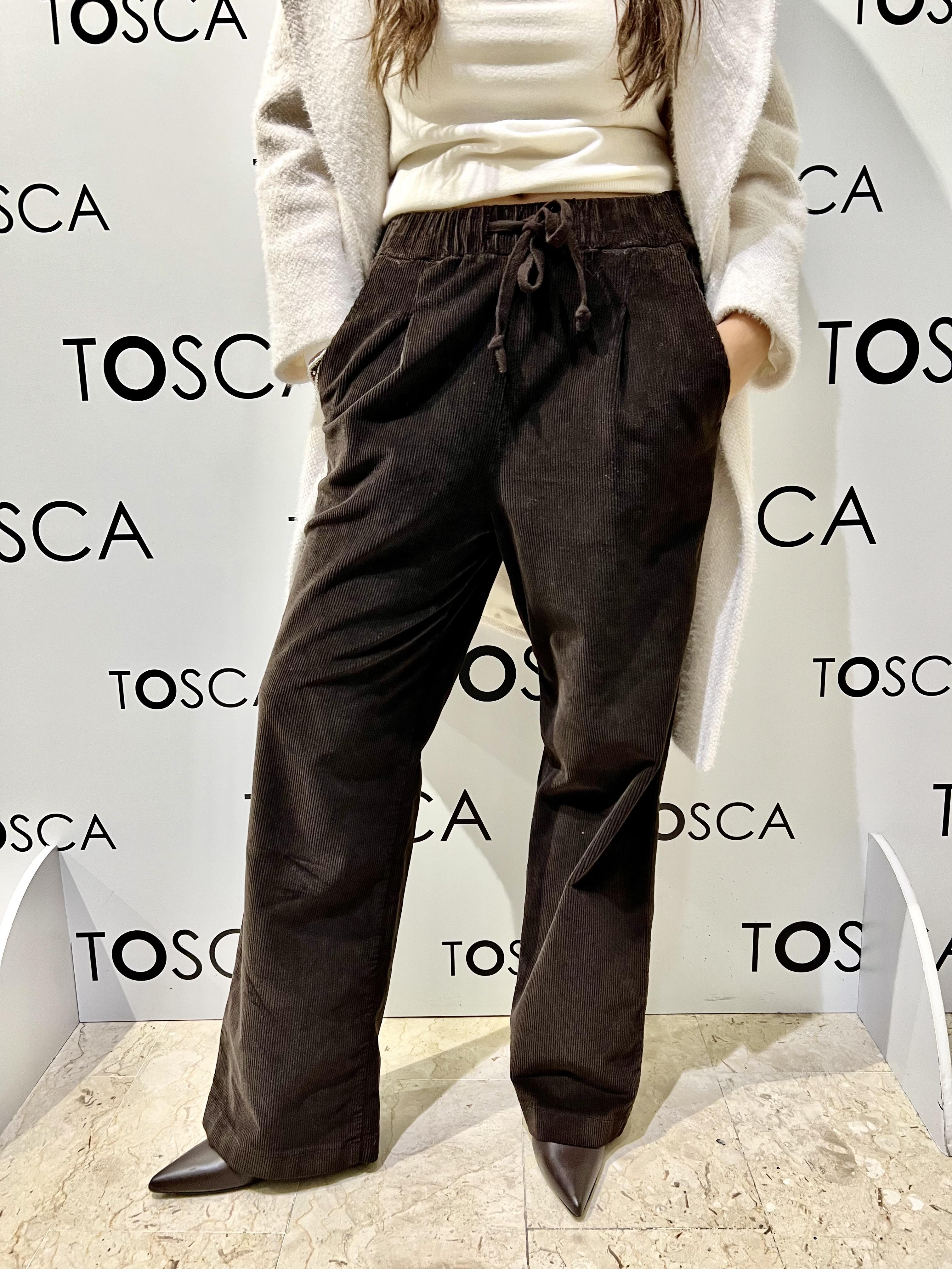 pantapalazzo in velluto a coste WW20416MARRONE WHITE WISE