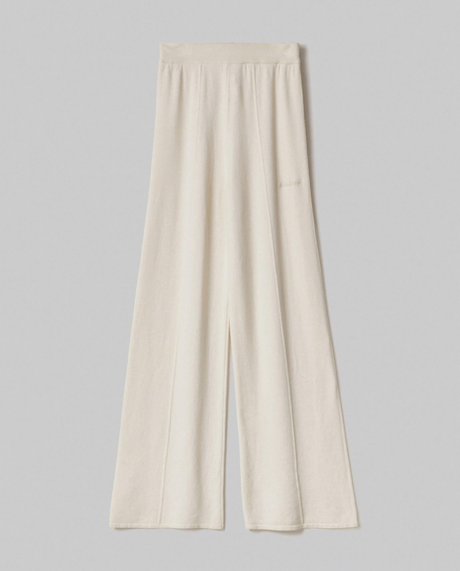 pantalone in maglia a palazzo con nervature bianco burro hinnominate 
