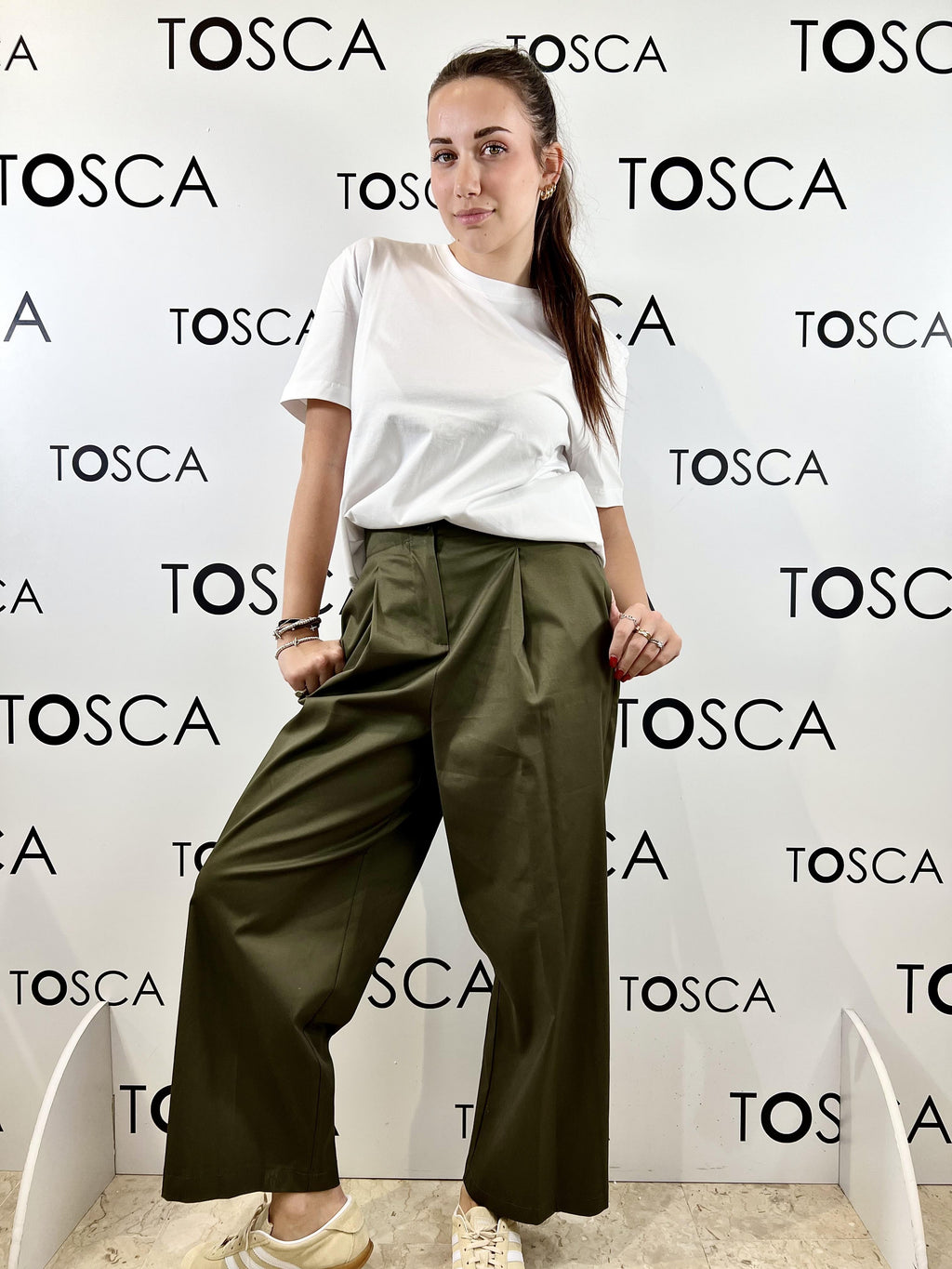 pantaloni in cotone tensione in 