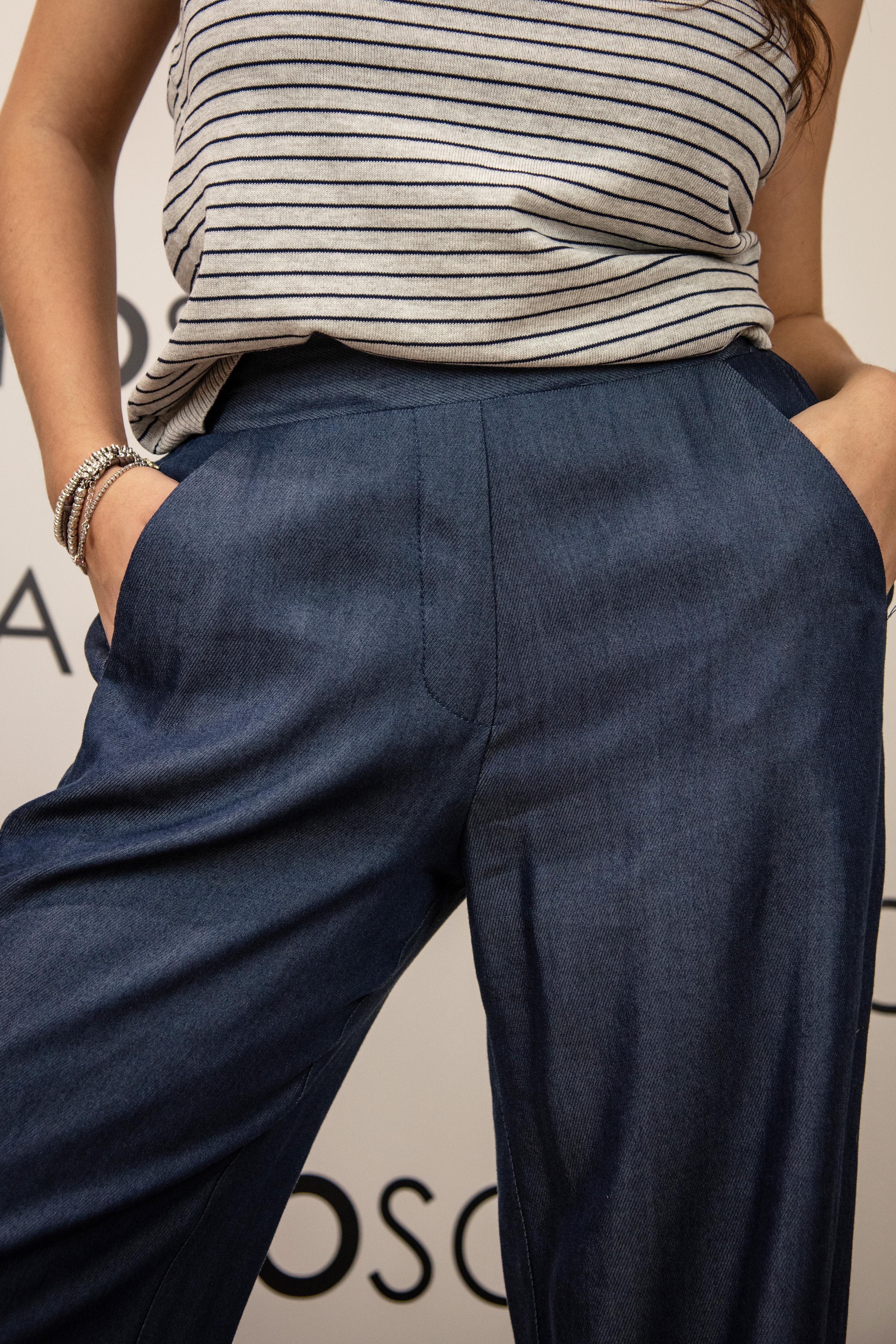 pantaloni in lyocell palazzo effetto denim  ferrone S39XBFPALAZZOJEANSDENIM FERRONE