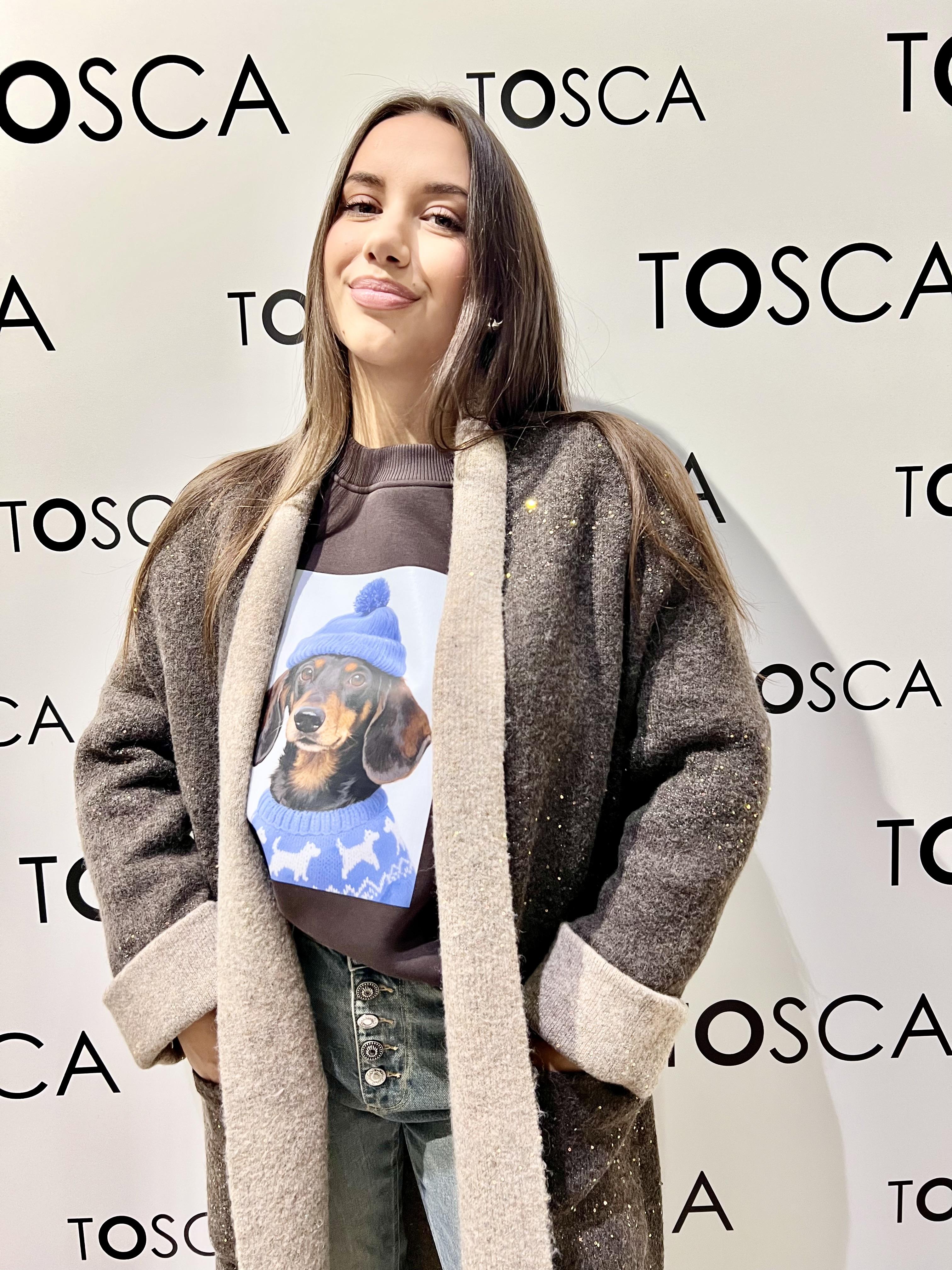 cappotto in maglia e paiilettes con cintura 77003FMARRONE VICOLO