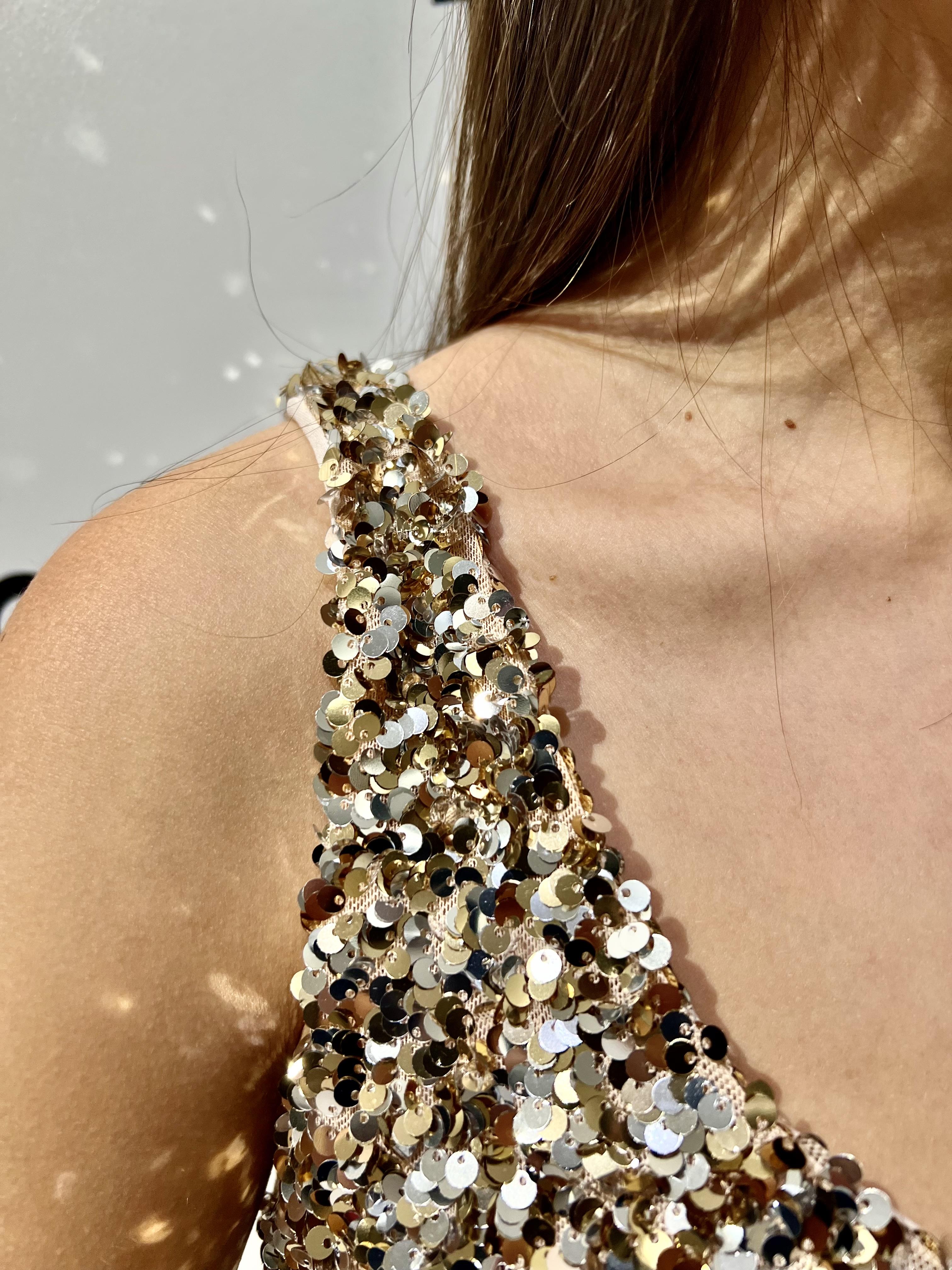 top con paillettes souvenir D38N0706-V6187ORO SOUVENIR