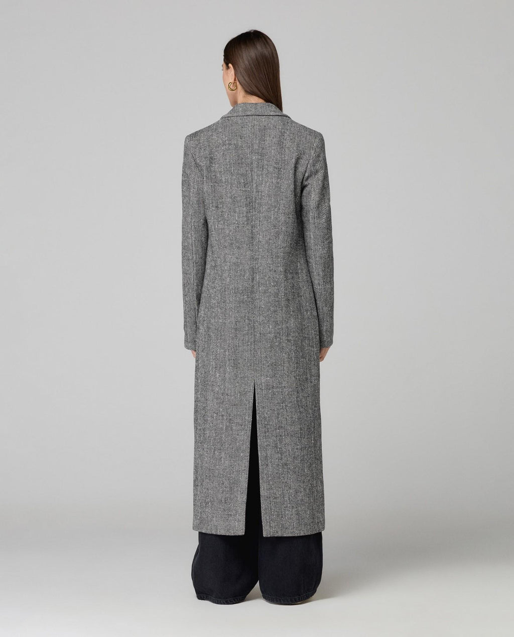 cappotto lungo spigato monopetto nero hinnominate 