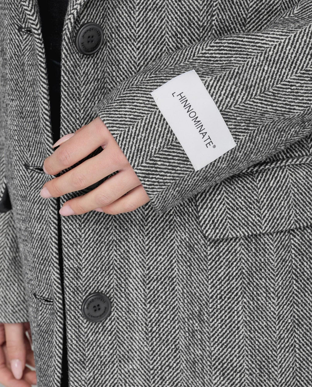 cappotto lungo spigato monopetto nero hinnominate 