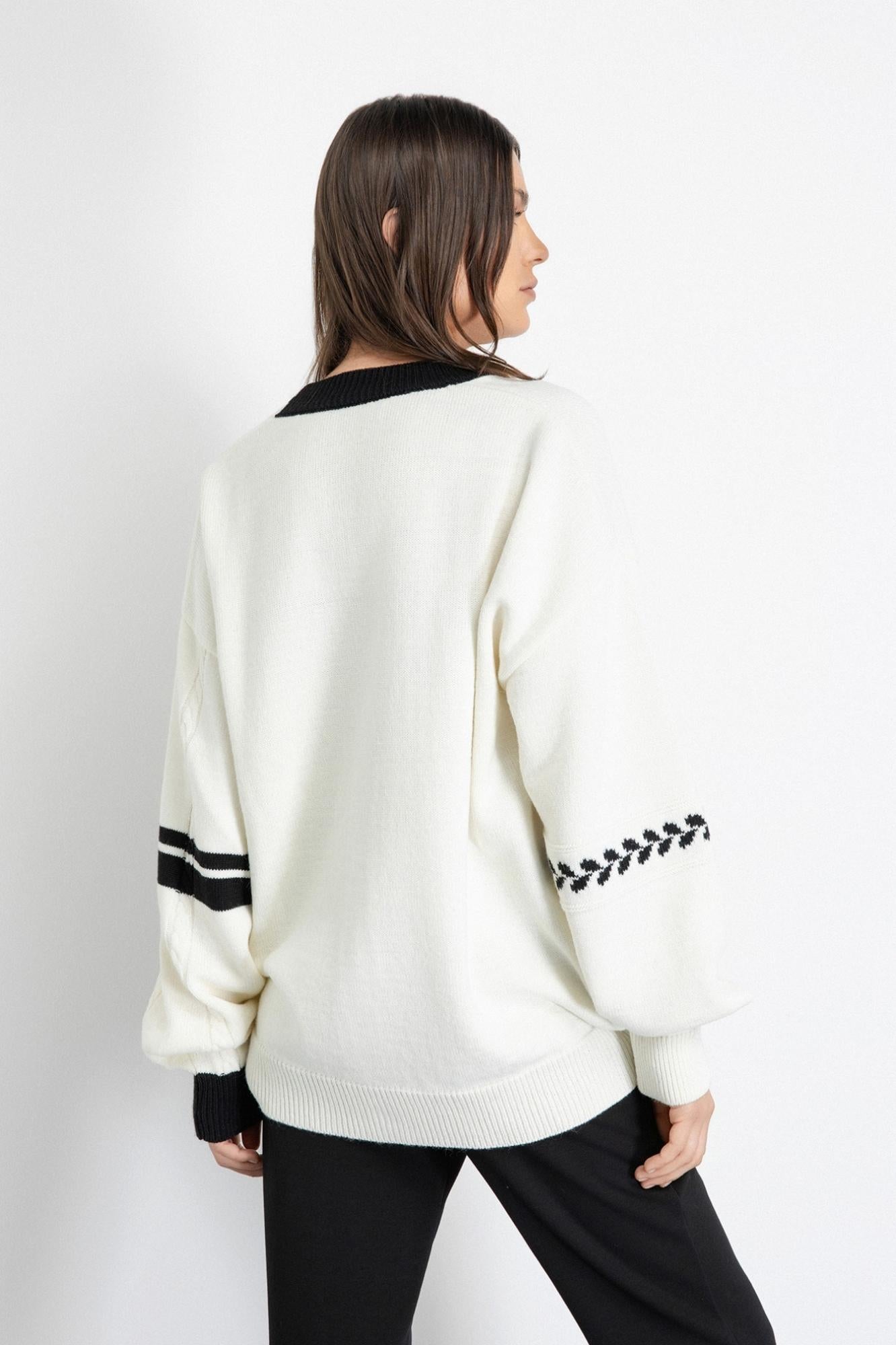 cardigan in maglieria con ricamo logo off white gaëlle paris GAABW07165MBFI0001OFF-WHITE GAELLE