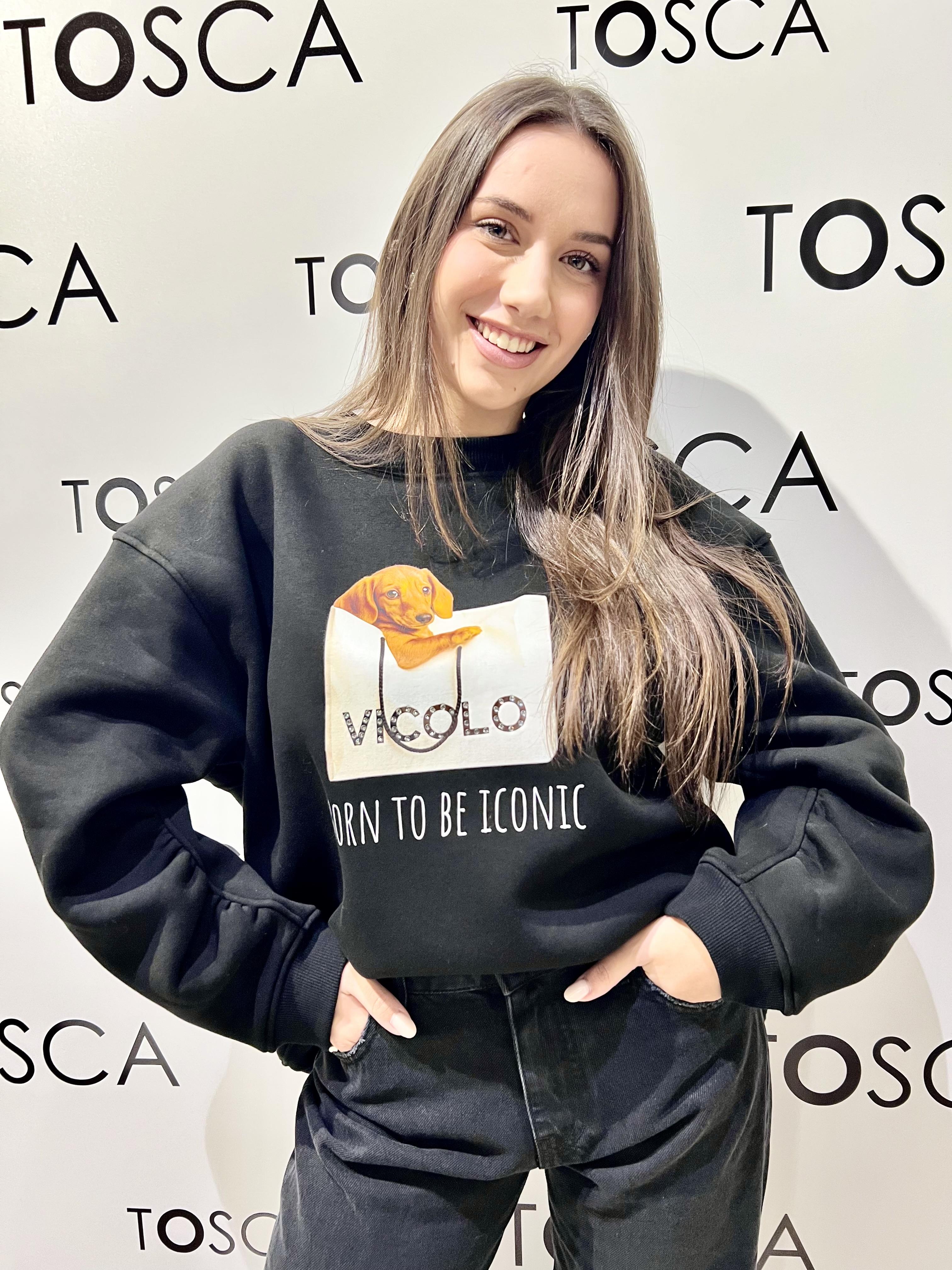 felpa con stampa cani vicolo RF0579NERO VICOLO