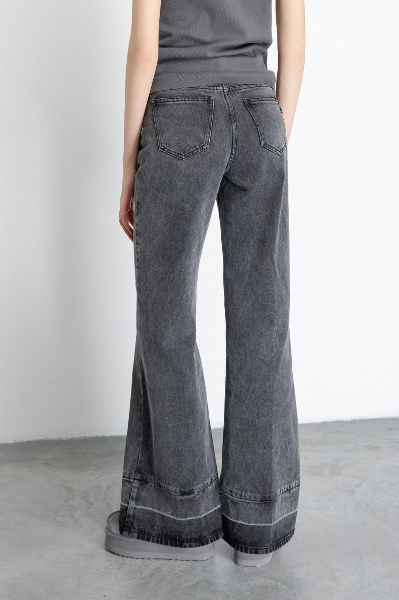 pantalone in denim a palazzo nero gaëlle paris GAABW07901MBFI0002NERO GAELLE