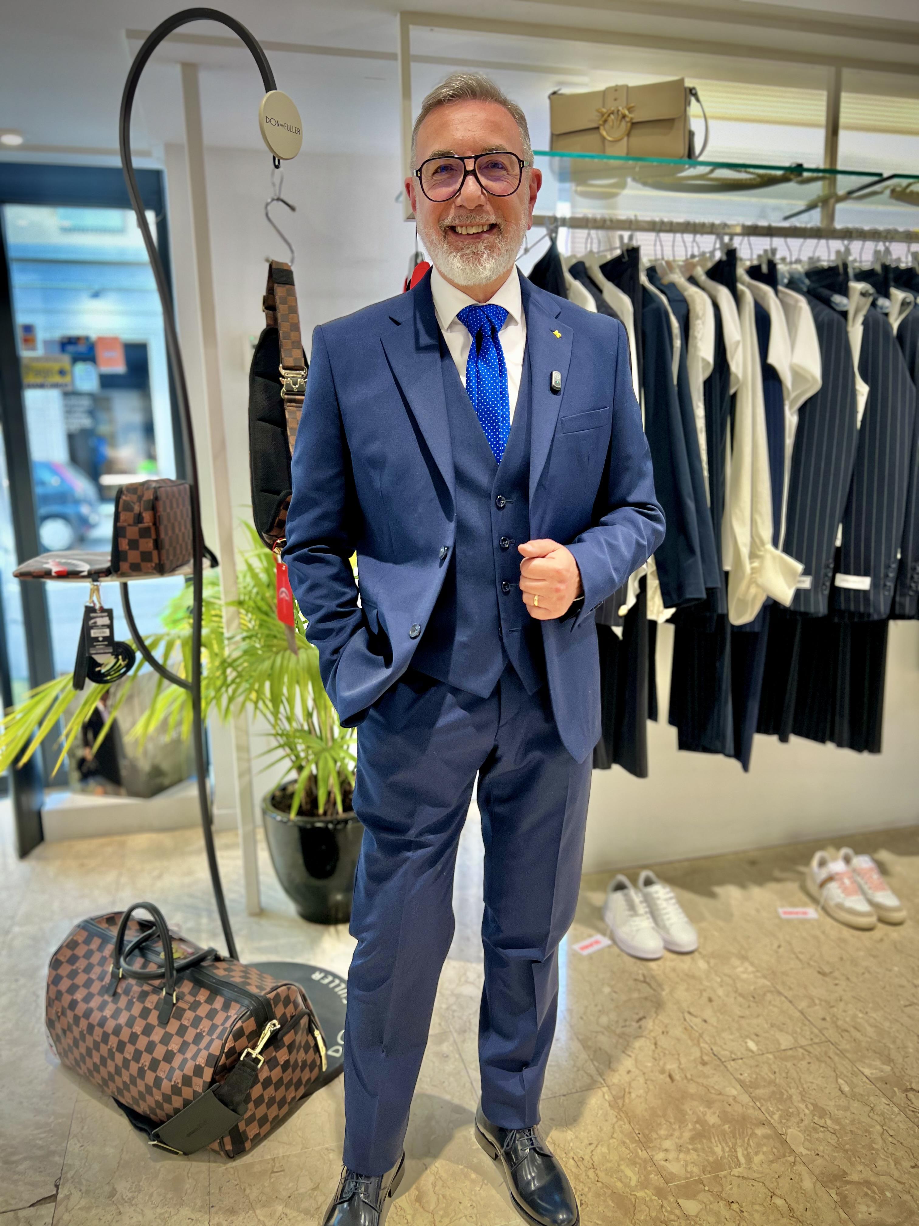 abito con gilet fresco lana alessandro gilles A30G P162 43BLU ALESSANDRO GILLES