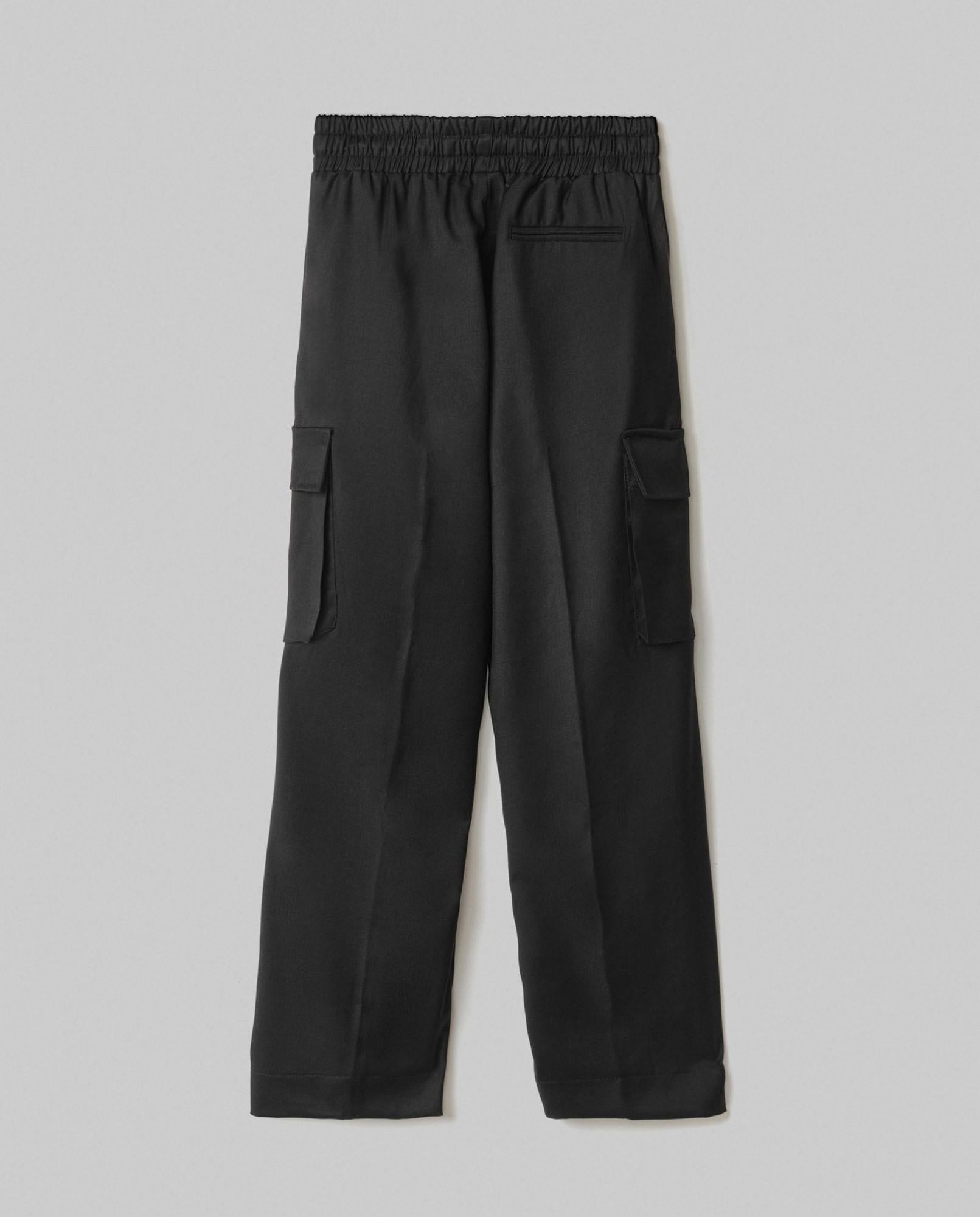pantalone in twill con tasconi laterali nero hinnominate 