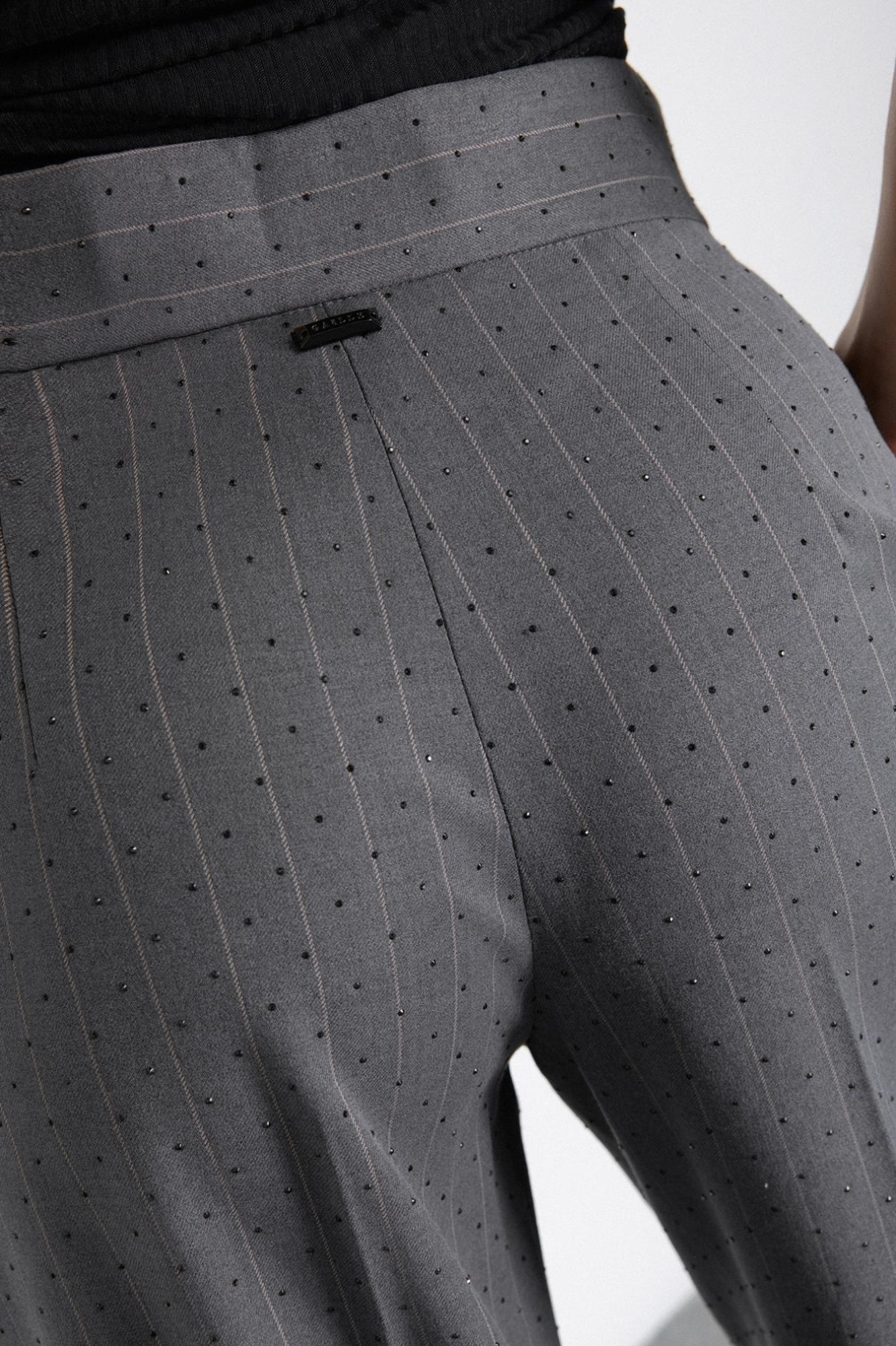 pantalone dritto a vita regular con stiro in piega grigio ferro gaëlle paris 