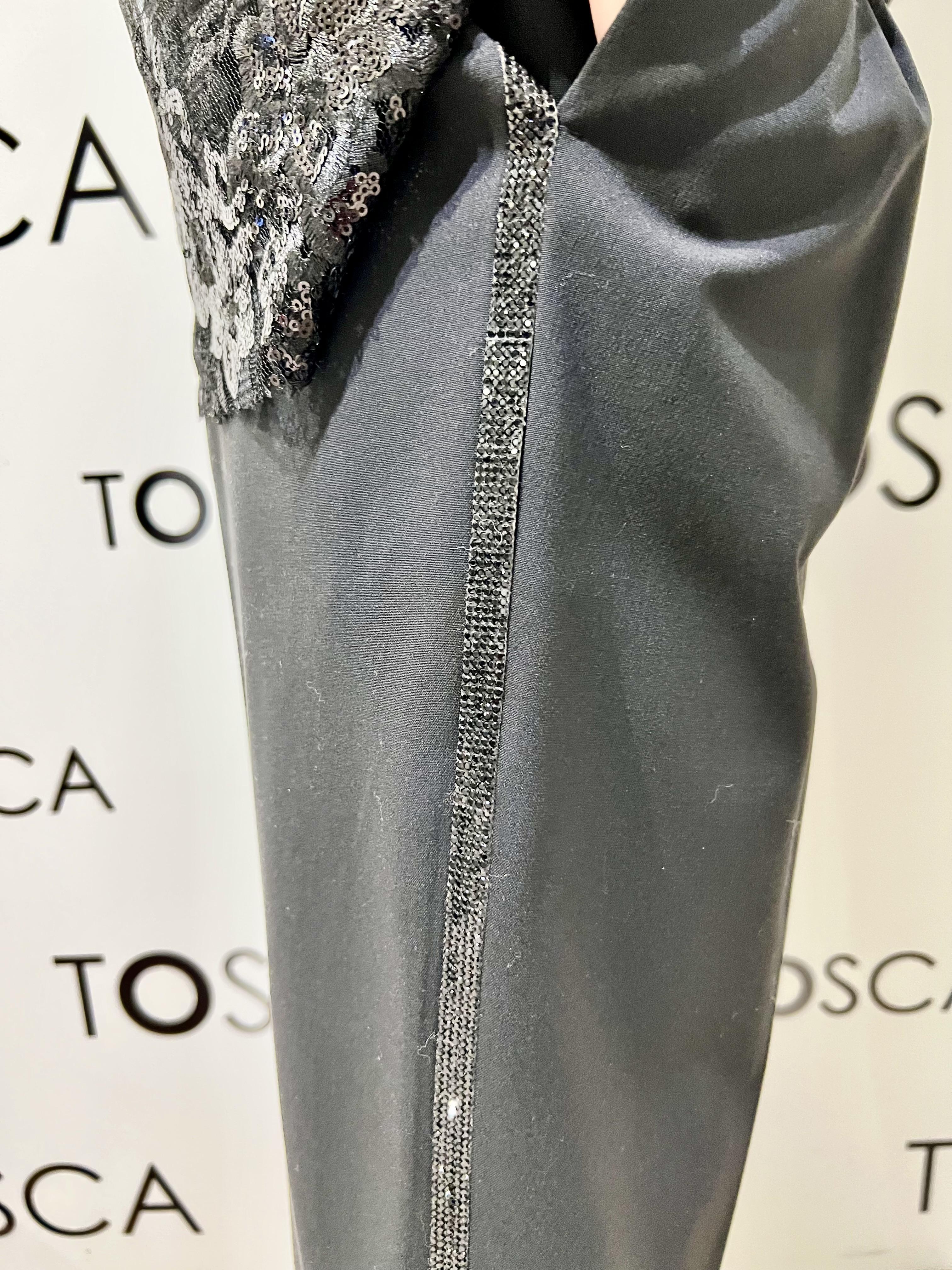 pantalone smoking con paillettes M38F1519-DE1104NERO SOUVENIR