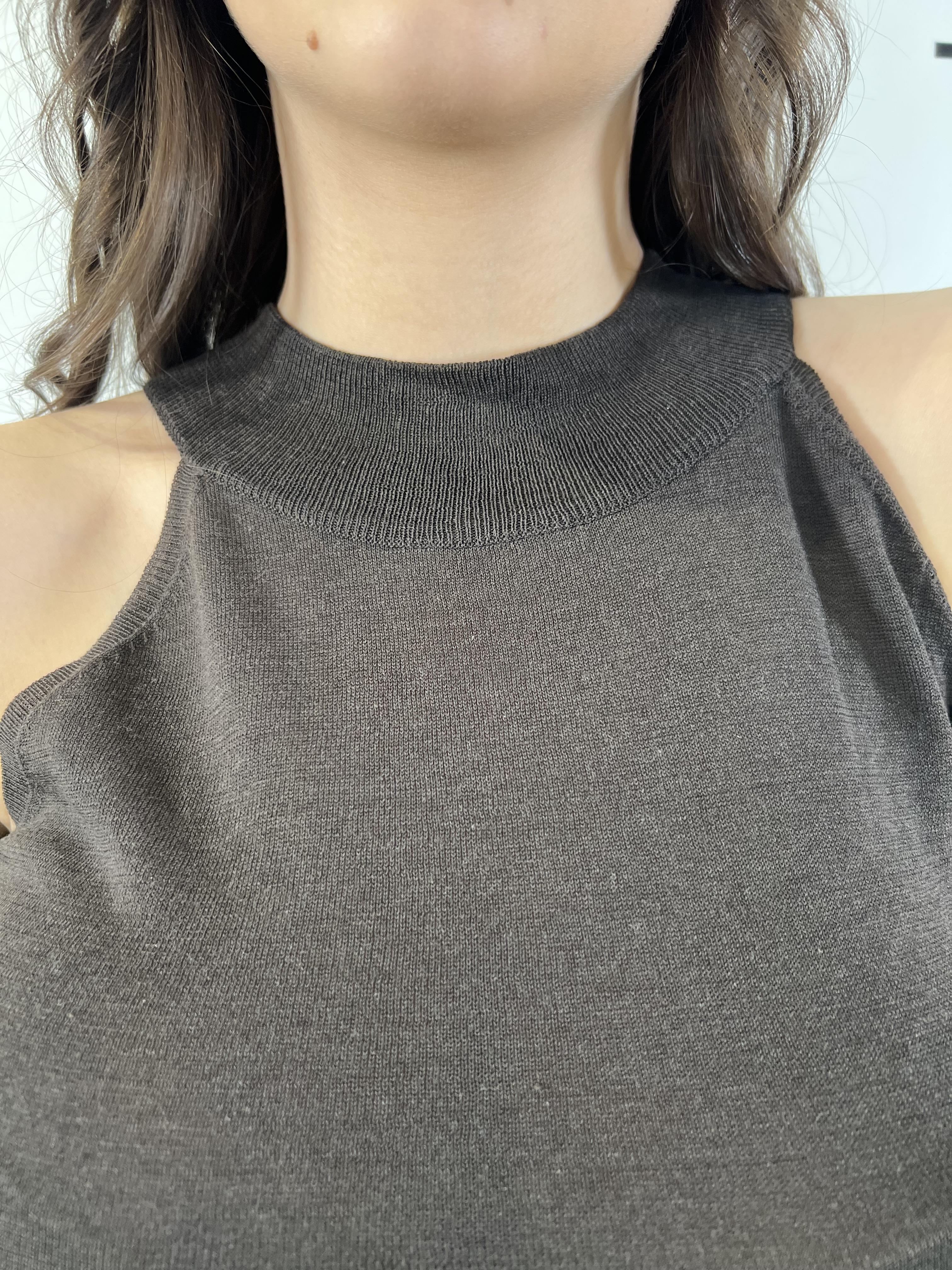 top in maglia con scollo america viscosa seta white wise 