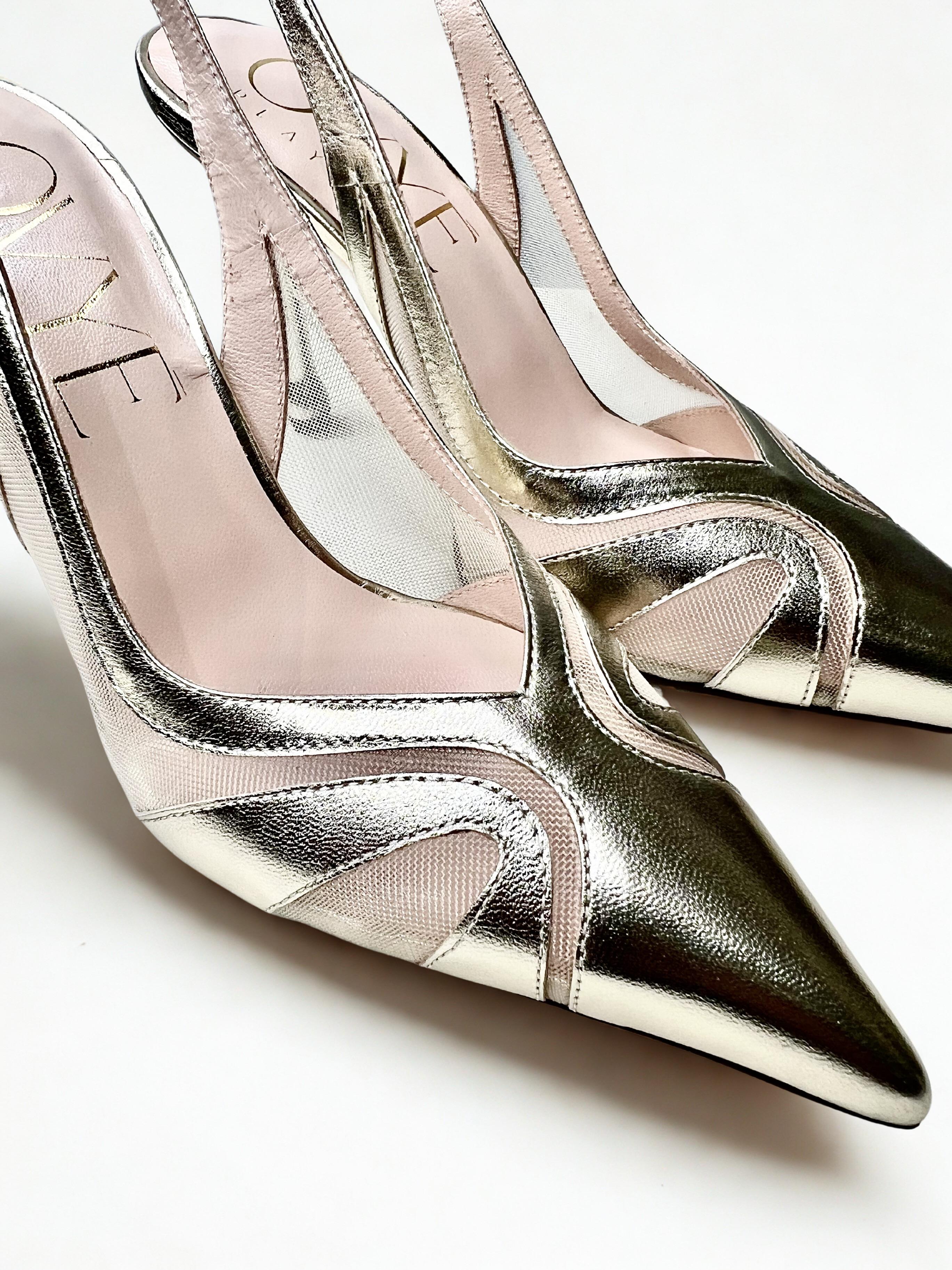 slingback in laminato e rete EG2009ORO OVYÈ