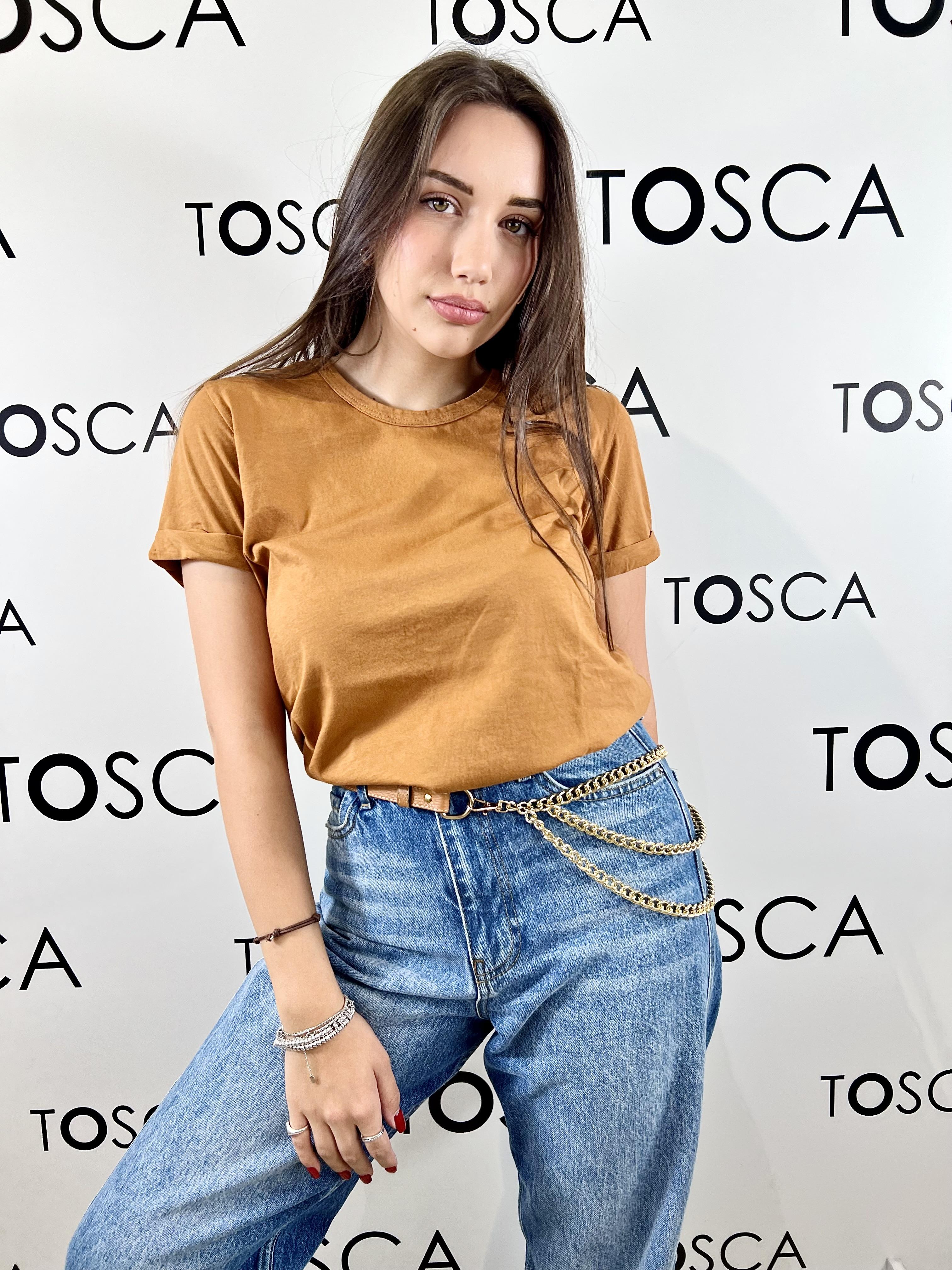 cintura in pelle con catena kontatto 