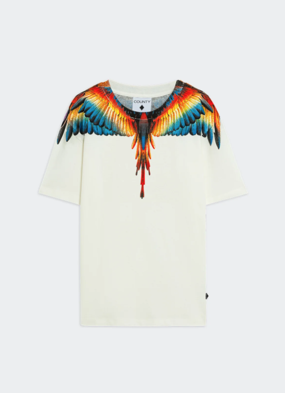 jersey t-shirt stampa aquila F5CAMATH023CREMA COUNTY OF MILAN MARCELO BURLON