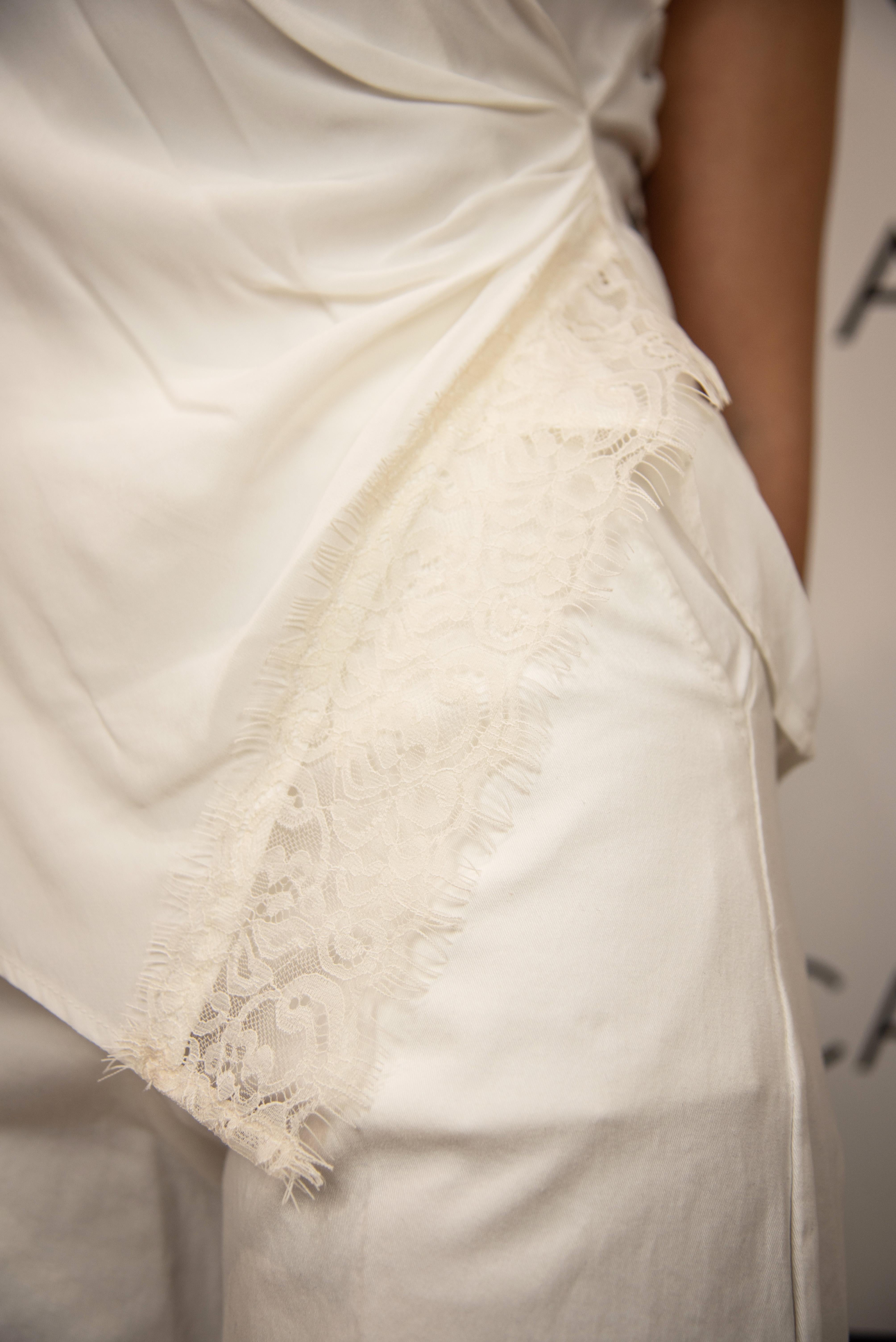 blusa con incrocio e pizzo angela davis SP9EG4BIANCO ANGELA DAVIS