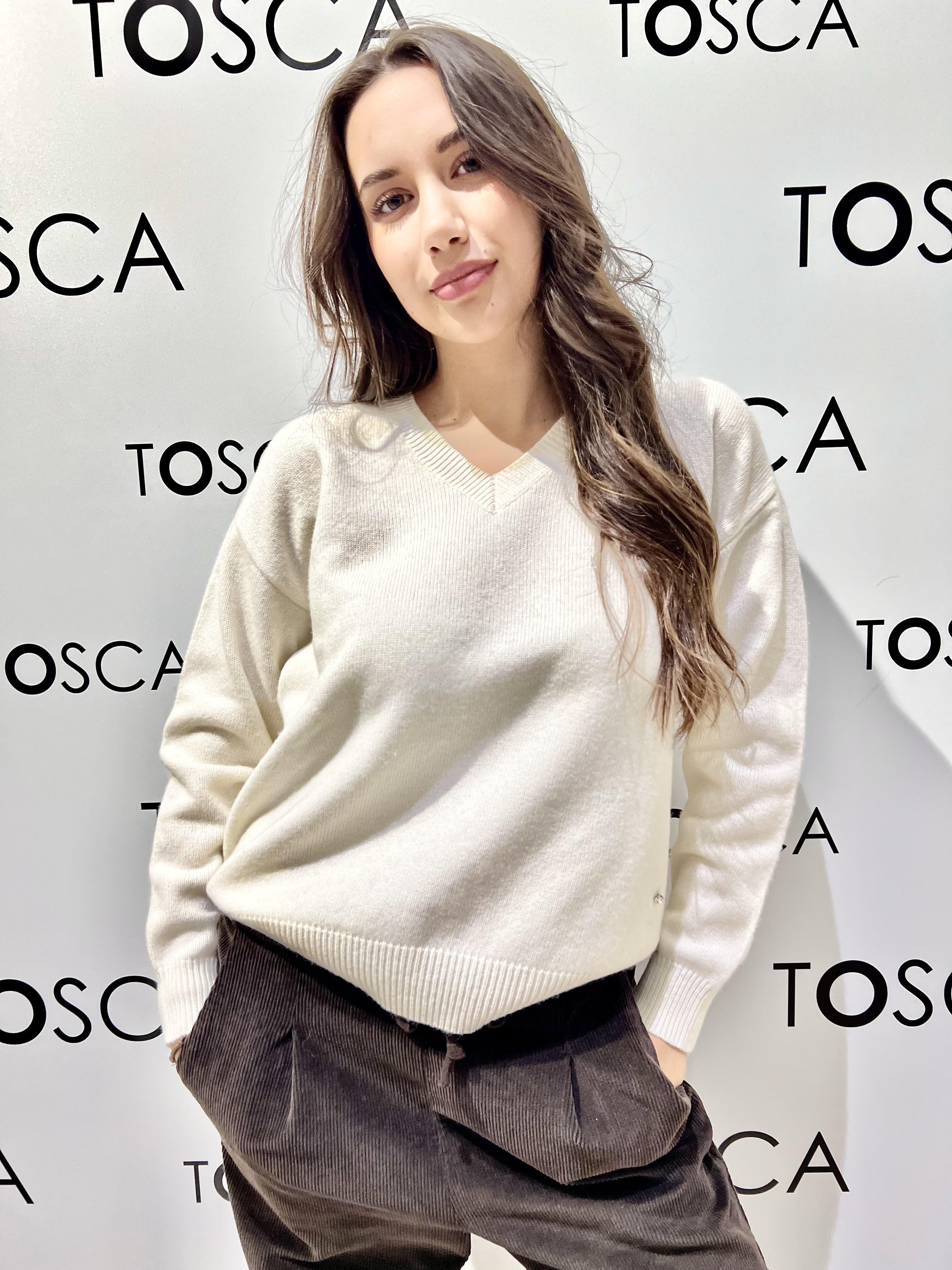 maglia in cashmere con scollo a v WW20145 WHITE WISE