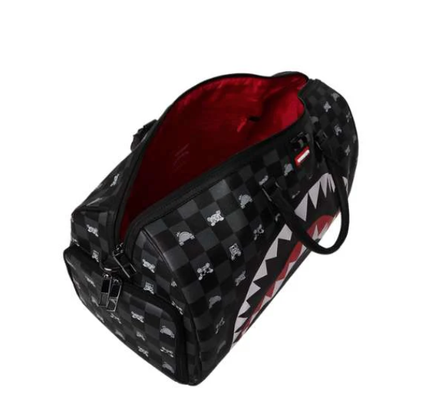 borsone gray peeking character check duffle sprayground 