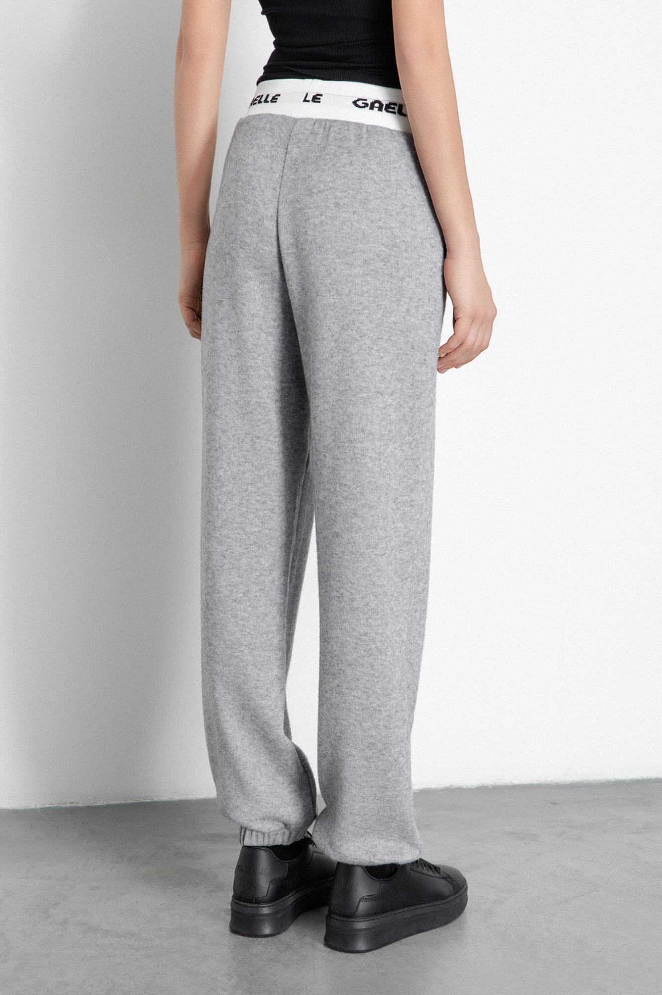 pantalone in maglia con smacchinato in vita grigio ferro gaëlle paris 