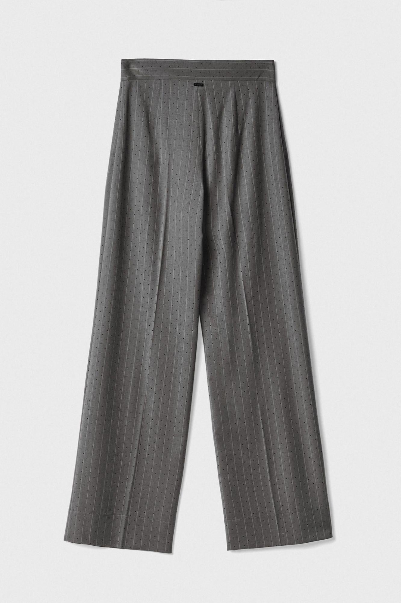 pantalone dritto a vita regular con stiro in piega grigio ferro gaëlle paris 