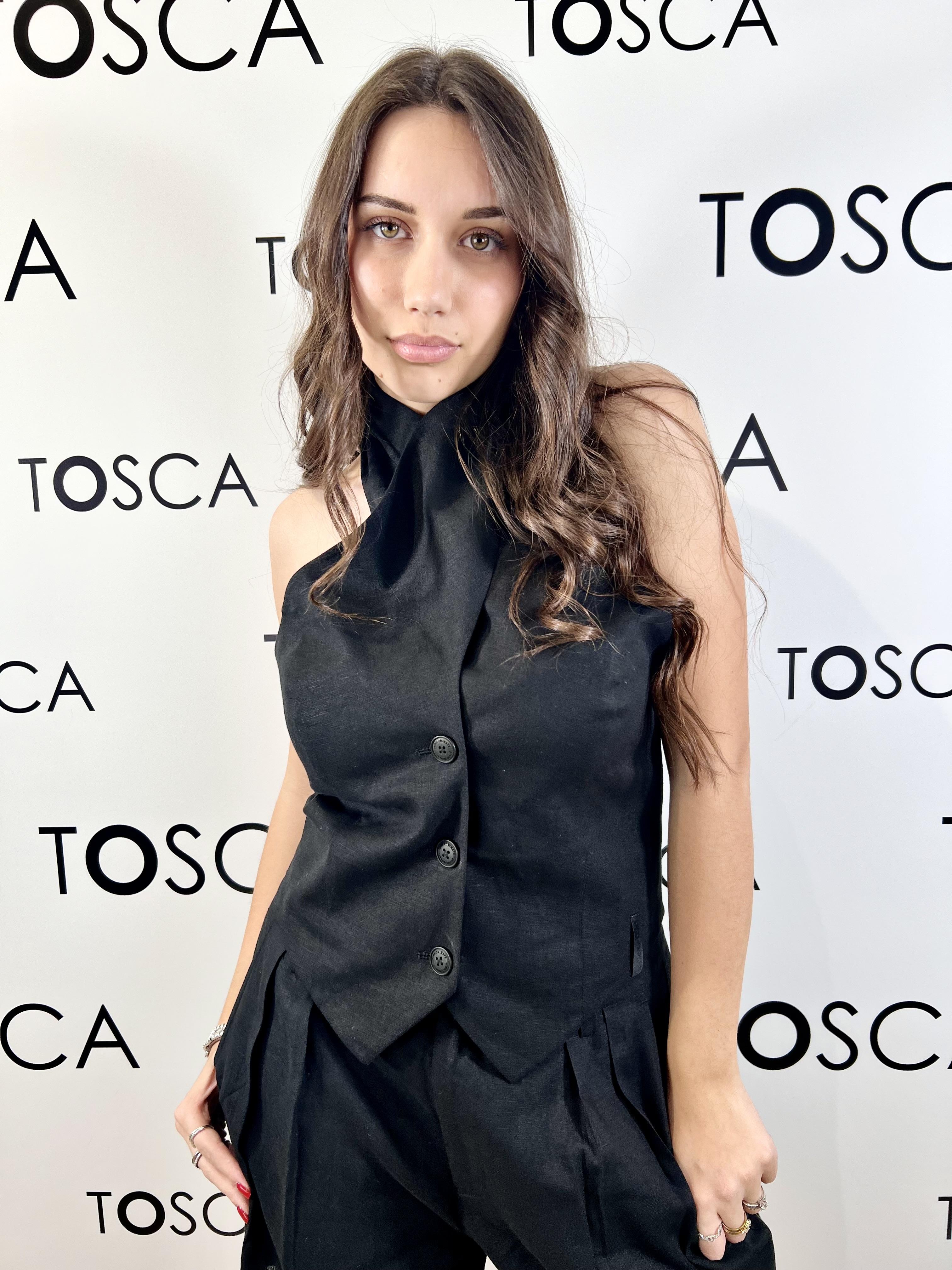 top in lino incrocio al collo hinnominate 
