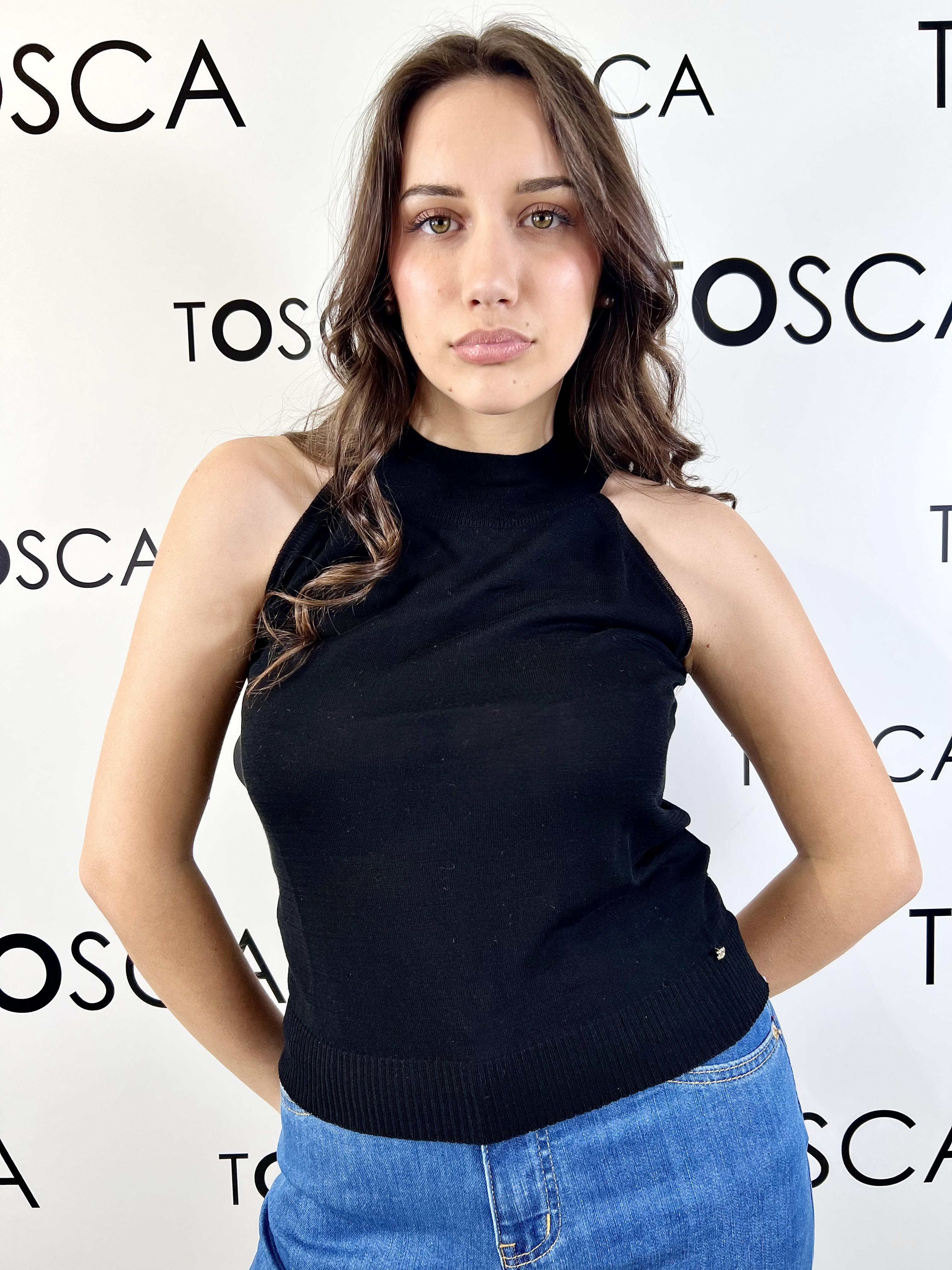 top in maglia con scollo america viscosa seta white wise 