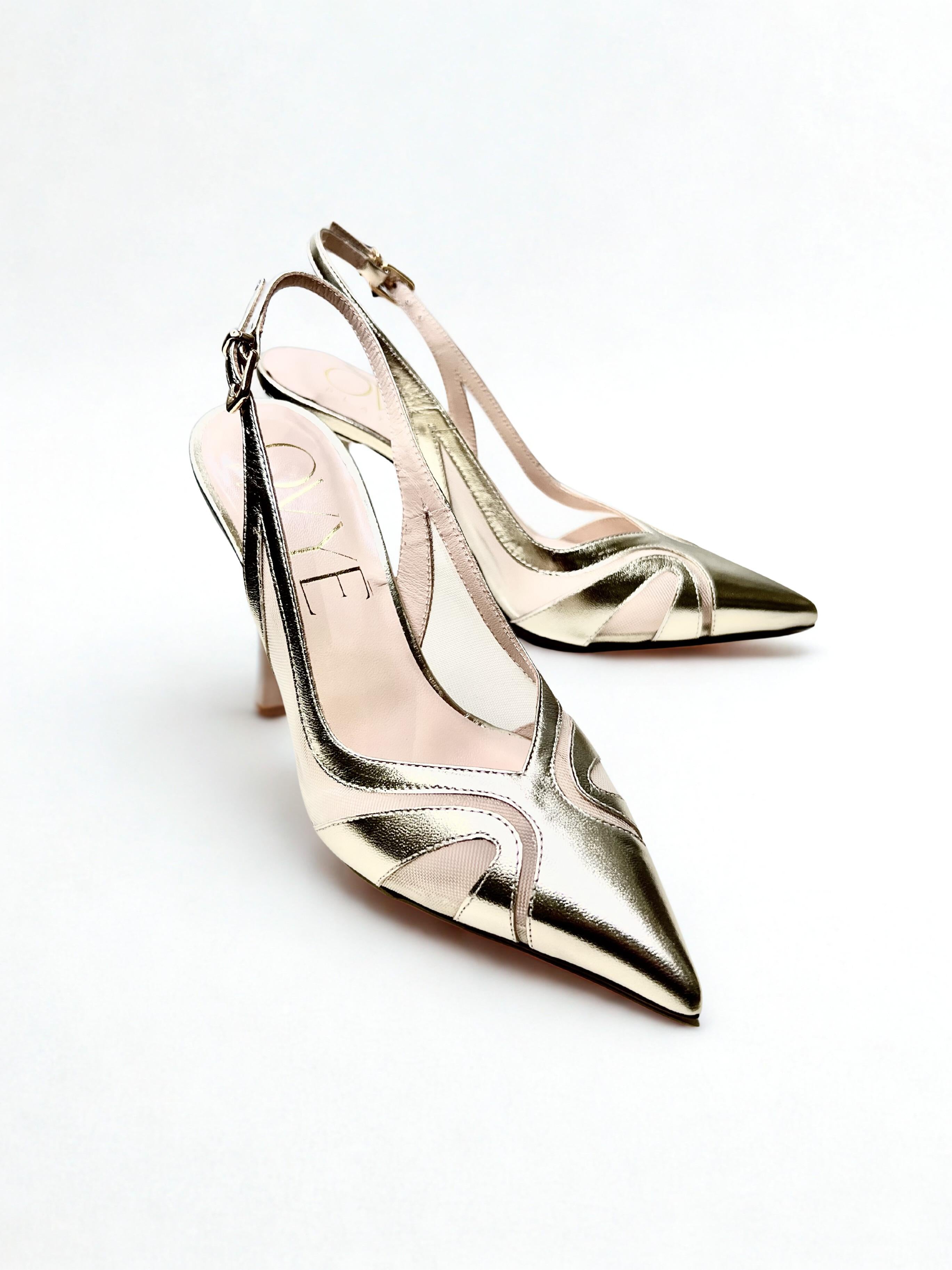 slingback in laminato e rete EG2009ORO OVYÈ