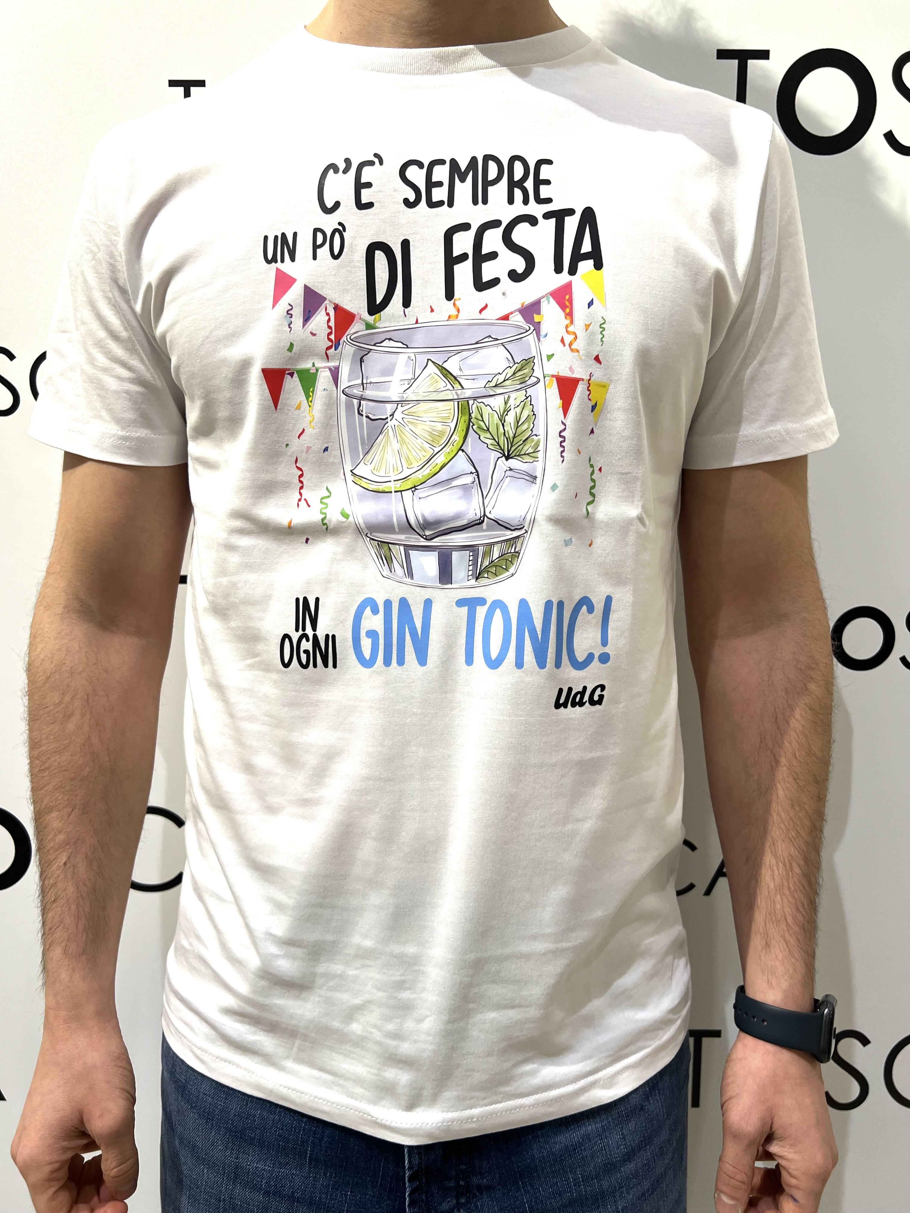Gin t-shirt c'è sempre un po' di festa in ogni gin tonic GIN T-SHIRTCÈ SEMPRE UN PO DI FESTABIANCO HICONIKA