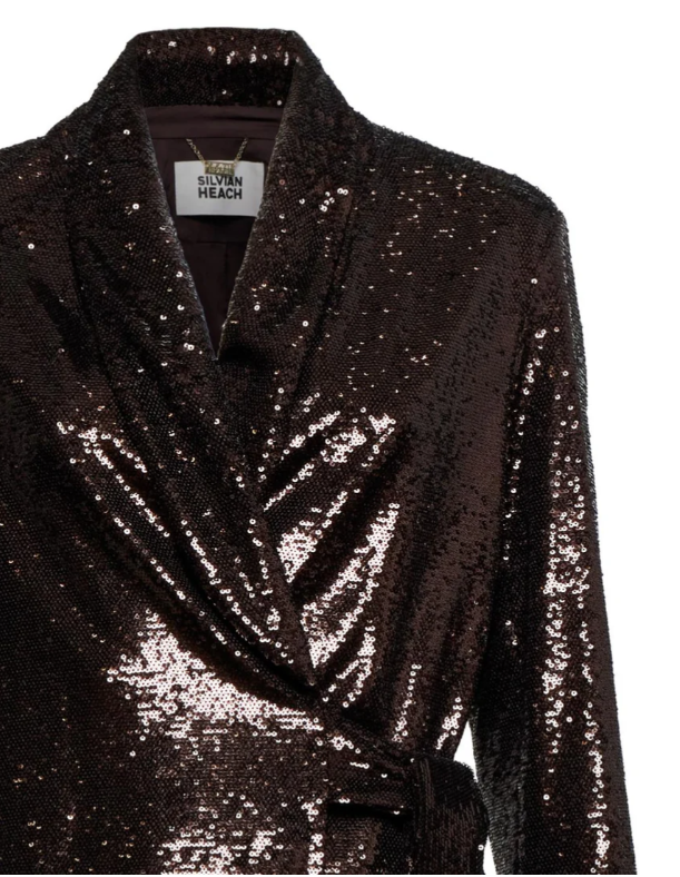blazer incrociato  paillettes  silvian heach GPA25483GCMARRONE SILVIAN HEACH