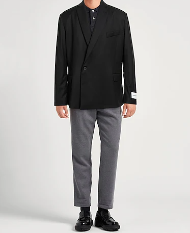 giacca doppiopetto in twill con etichetta HMABM01465TMTS0172NERO HINNOMINATE