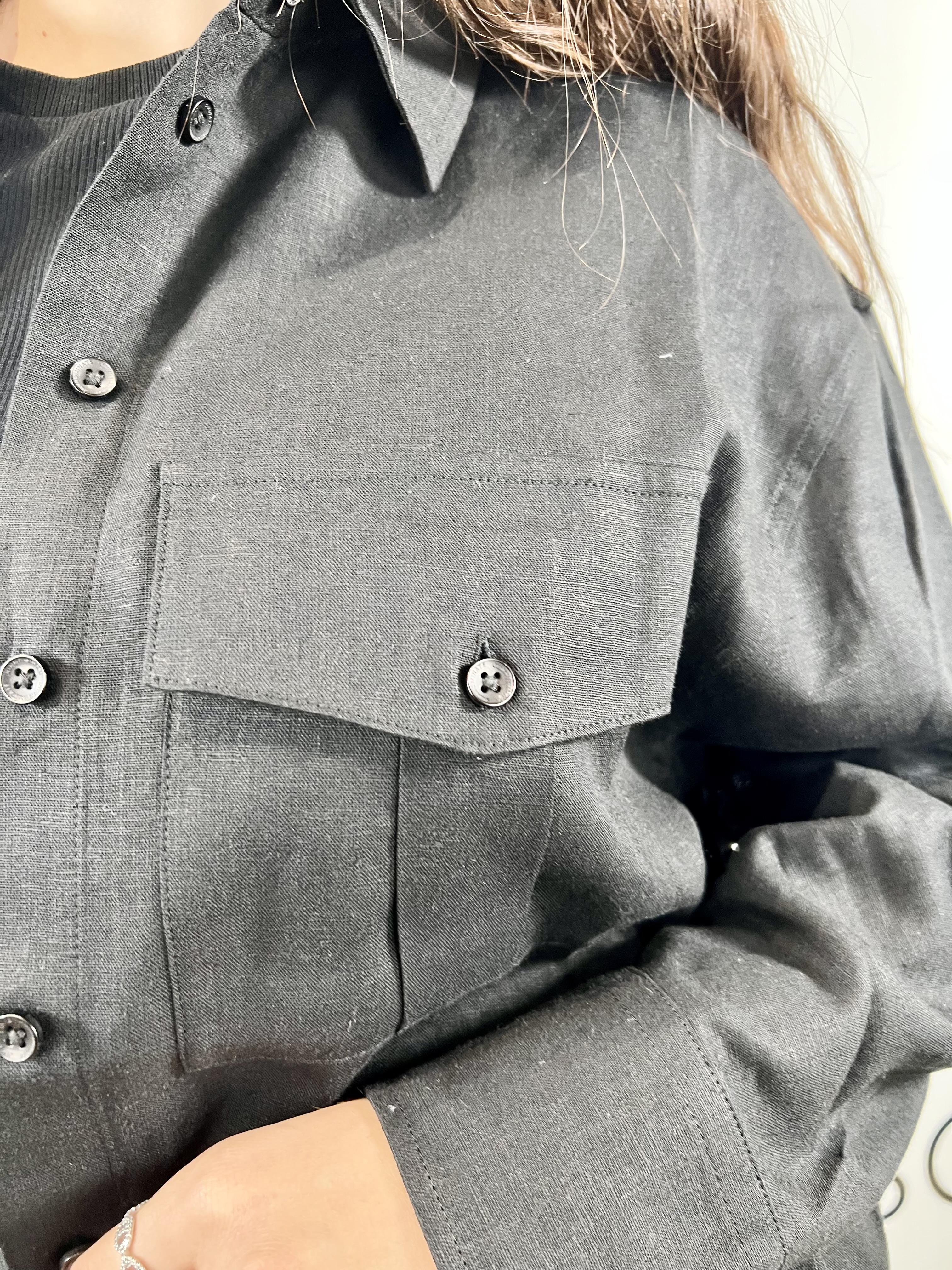 camicia in lino con tasche hinnominate 