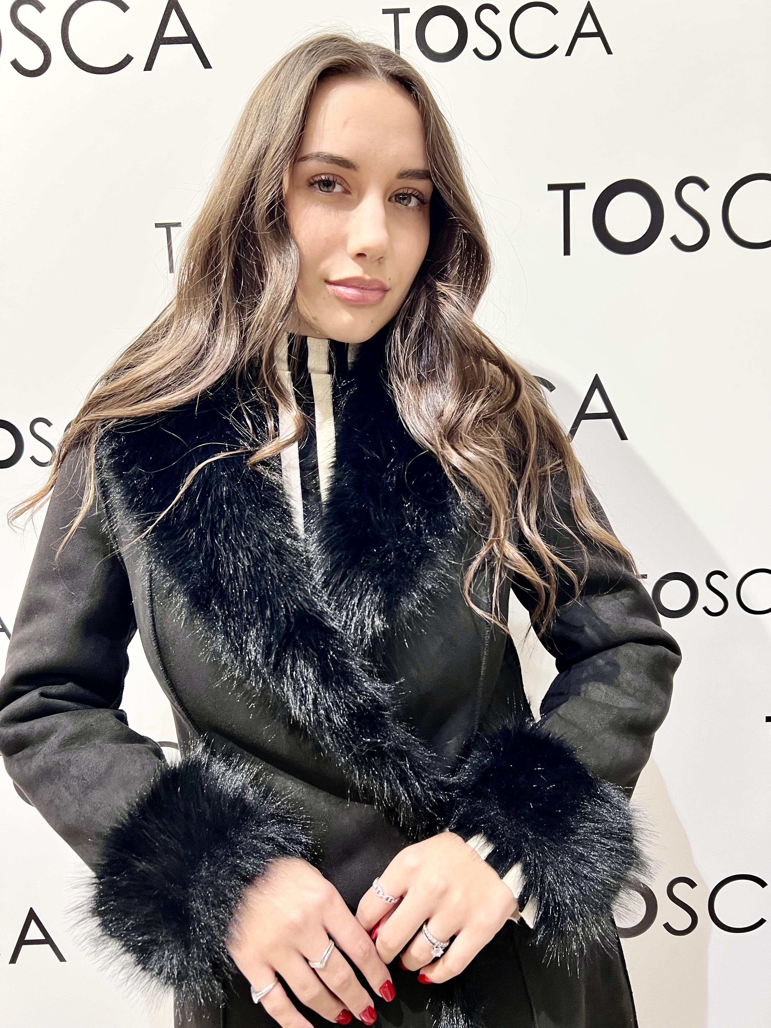 montone lungo con pelliccia WW20312NERO WHITE WISE