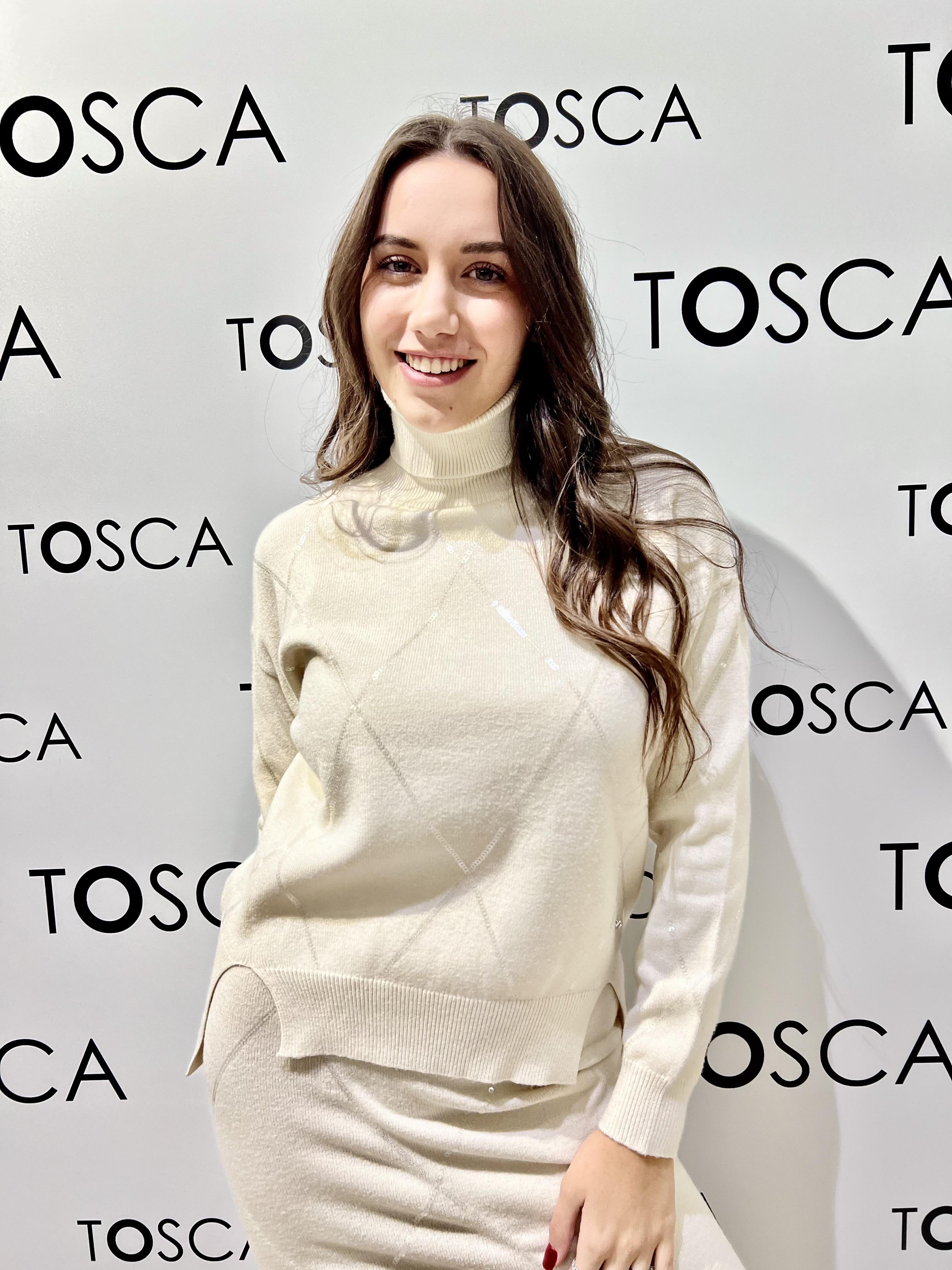 dolcevita con rombi in paillettes WW20103AVORIO WHITE WISE