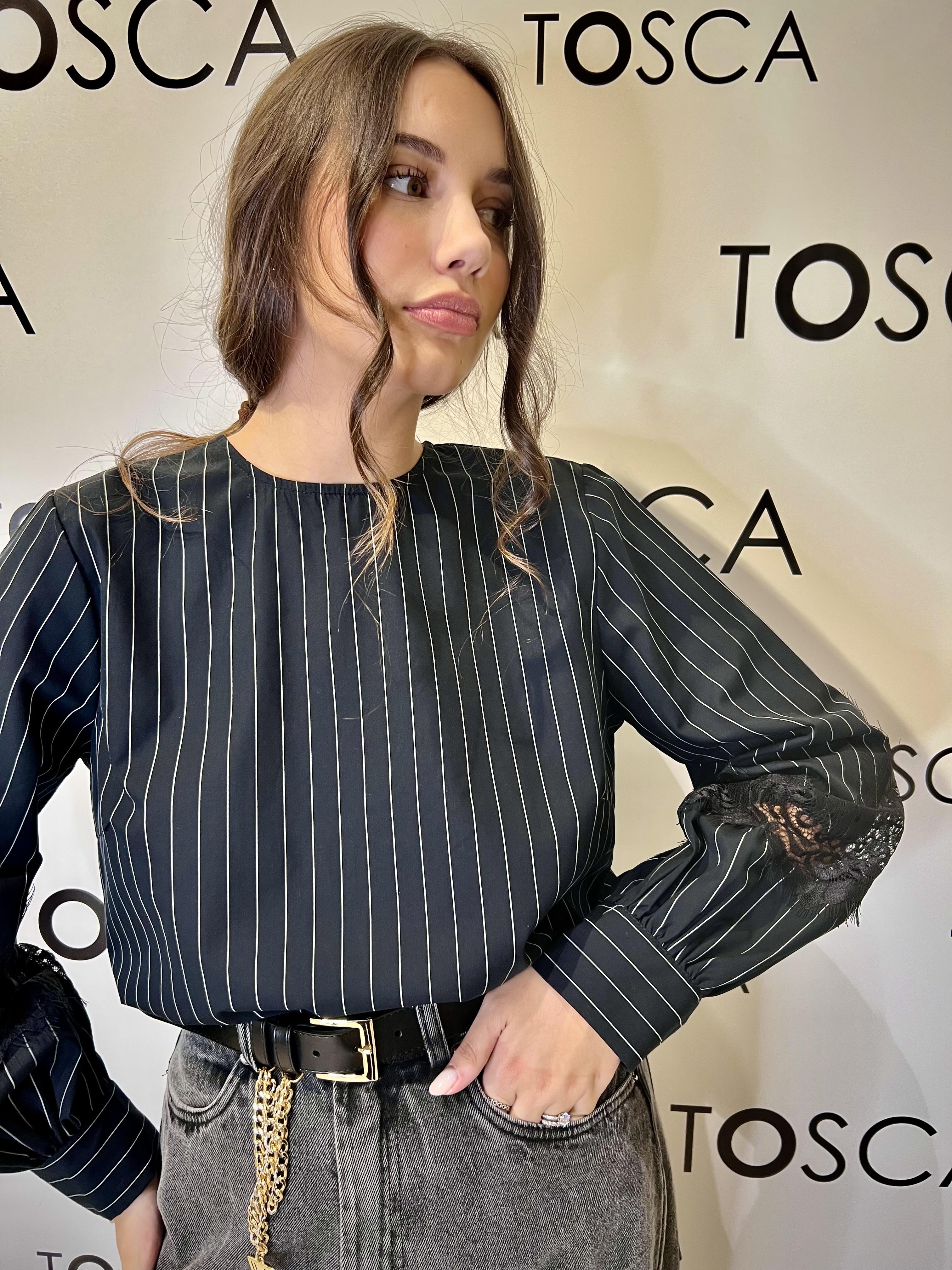 camicia con inserti in pizzo tensione in W25C580NERO TENSIONE IN