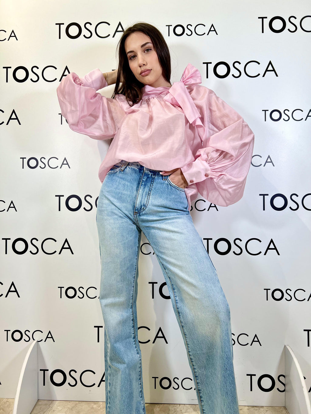 blusa con fiocco vicolo TAB0210ROSA VICOLO