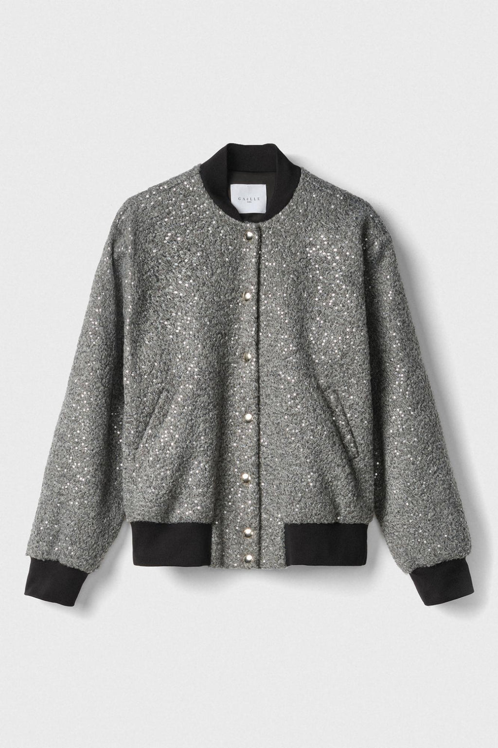 bomber college in panno con paillettes grigio ferro gaëlle paris 