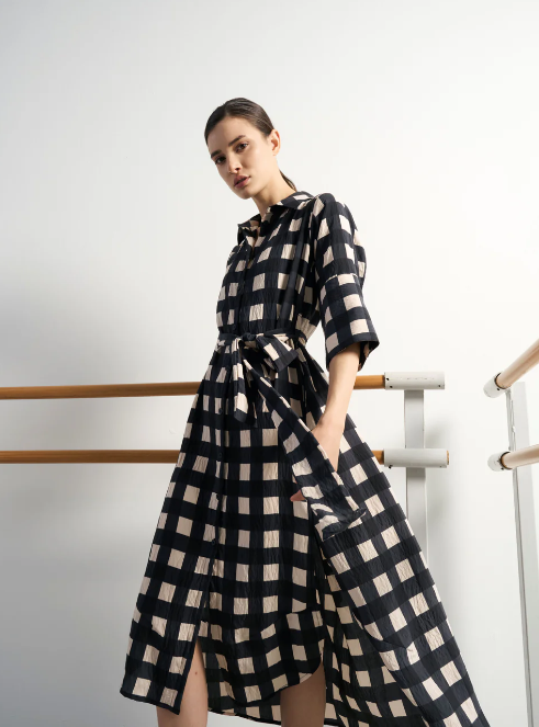 chemisier stampato a quadri ferrone S48XBFFUTURONERO/BEIGE FERRONE