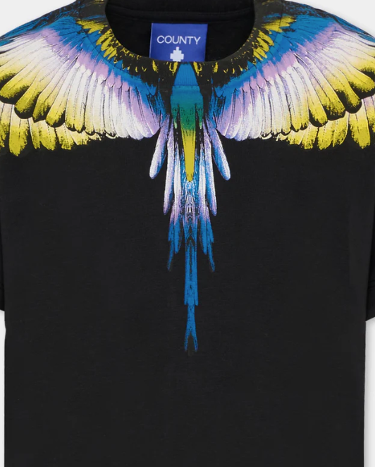 jersey t-shirt stampa aquila F5CAMATH029NERO COUNTY OF MILAN MARCELO BURLON