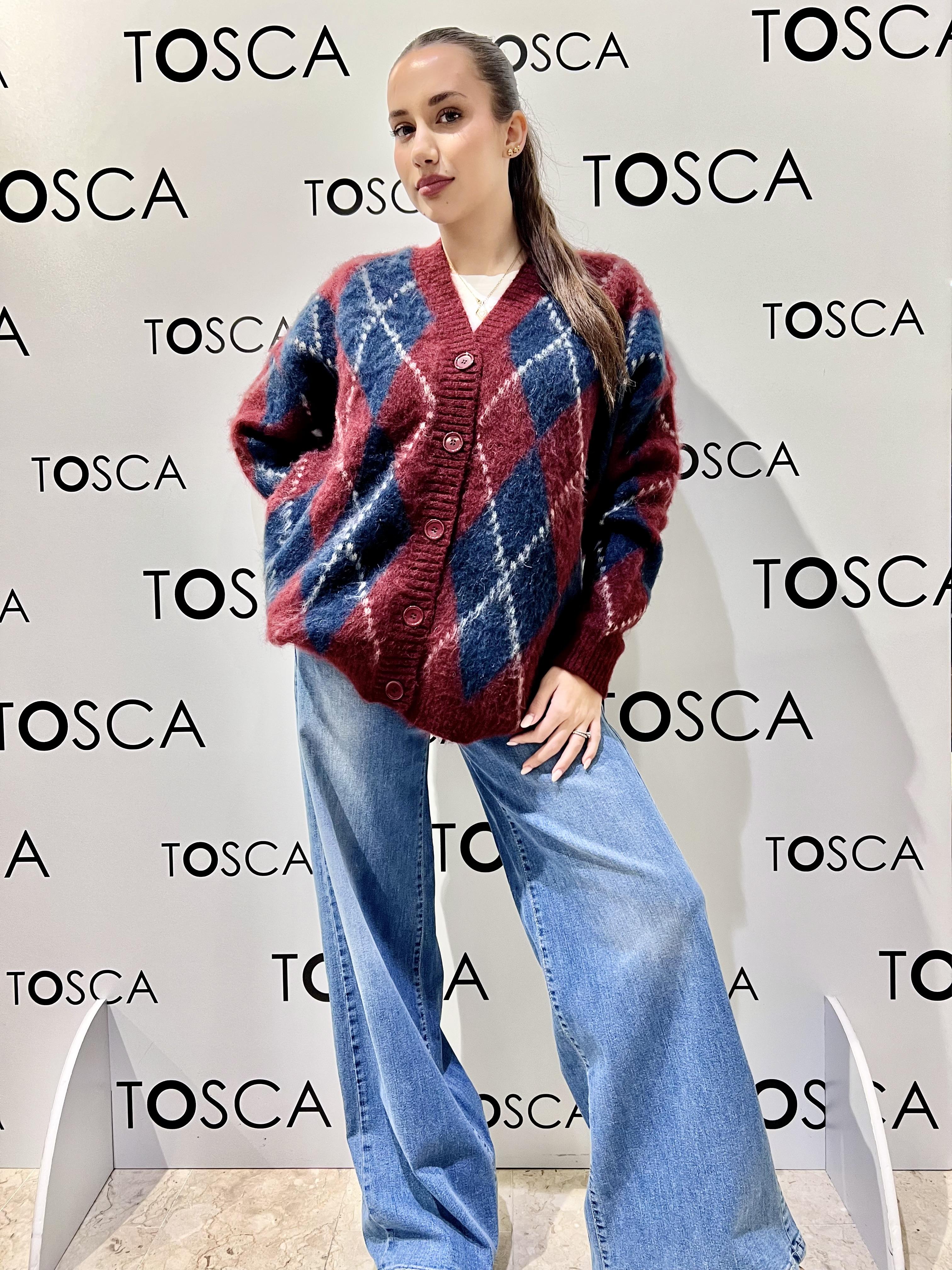 cardigan over rombi 3M1096NIBORDEAUX-BLU KONTATTO