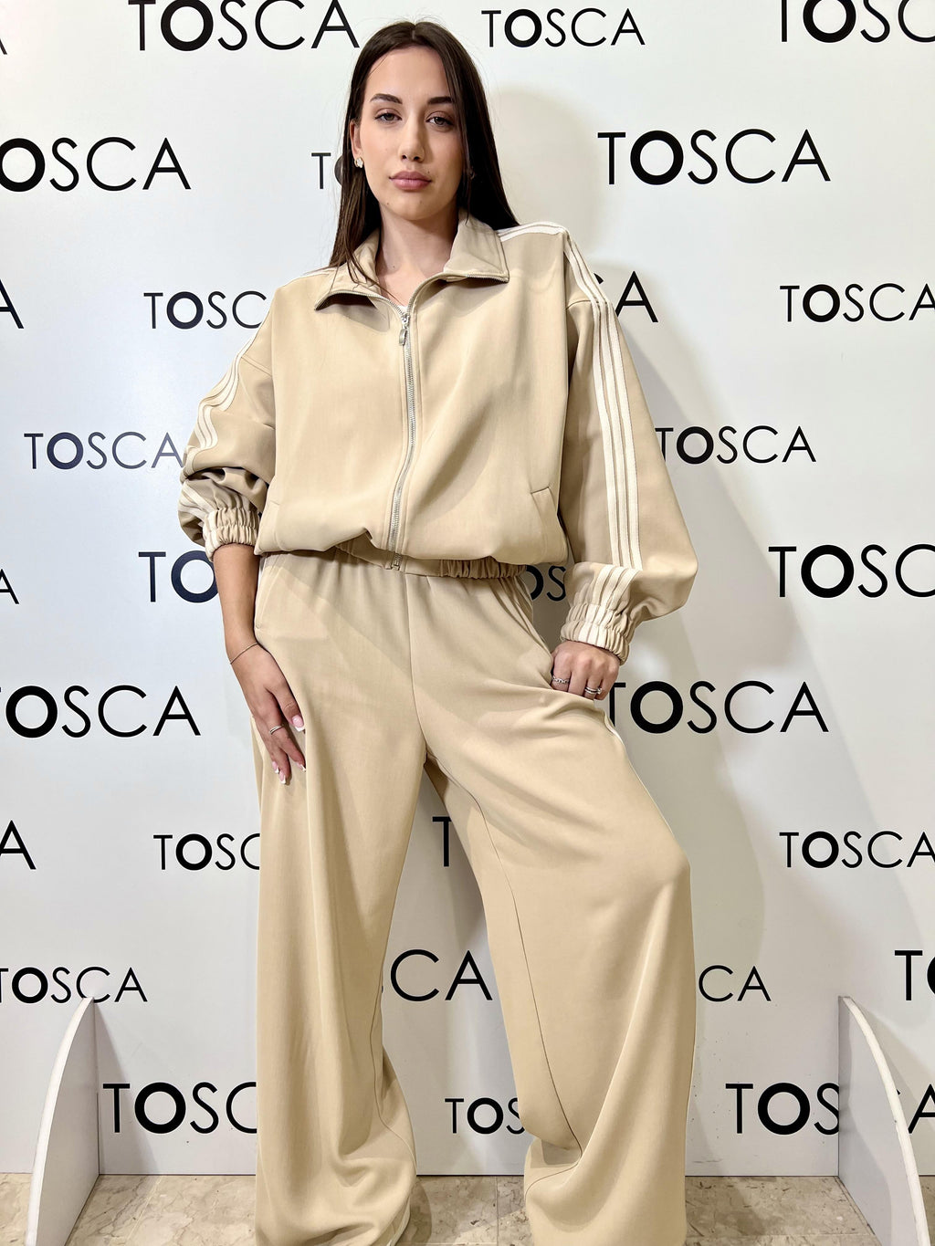 giubbotto con bande lateali tensione in 26B4050BEIGE TENSIONE IN