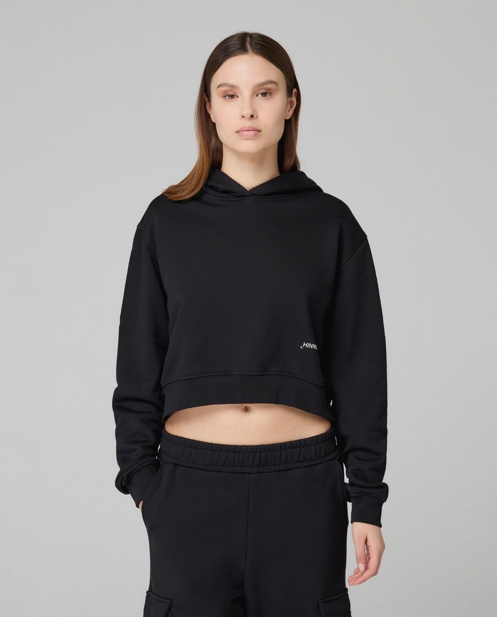 felpa corta cappuccio basica HMABW01935TMTF0012NERO HINNOMINATE