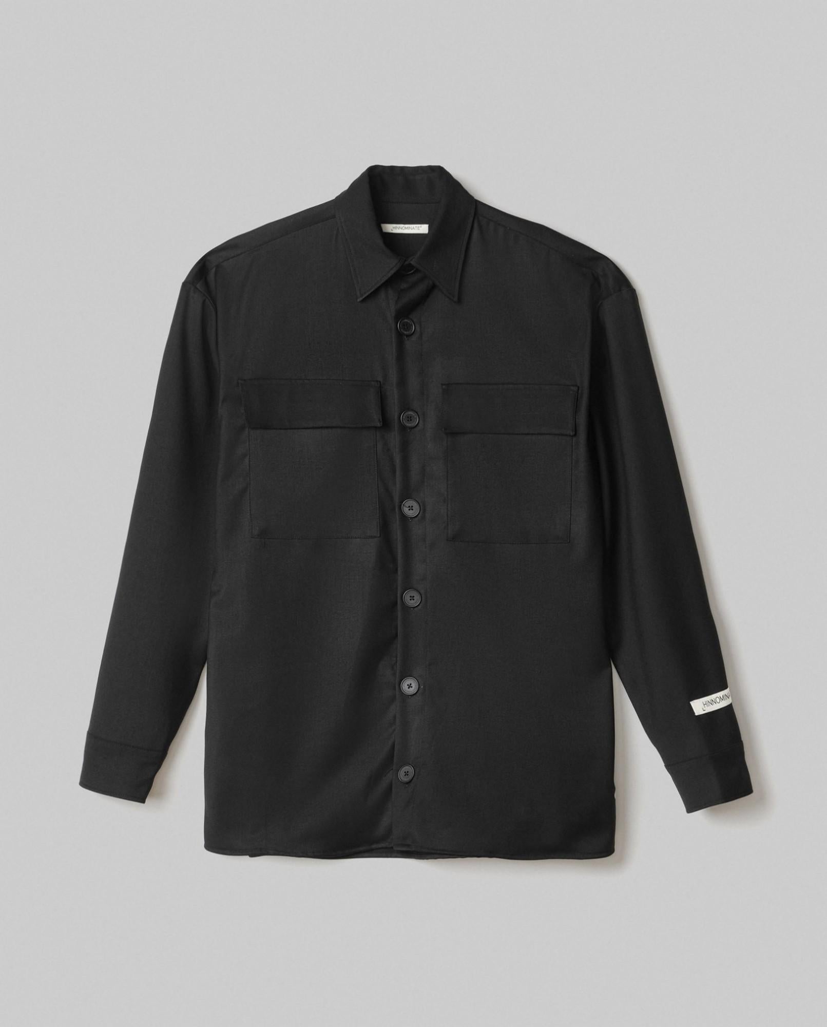 camicia in twill con tasche sul davanti nero hinnominate 