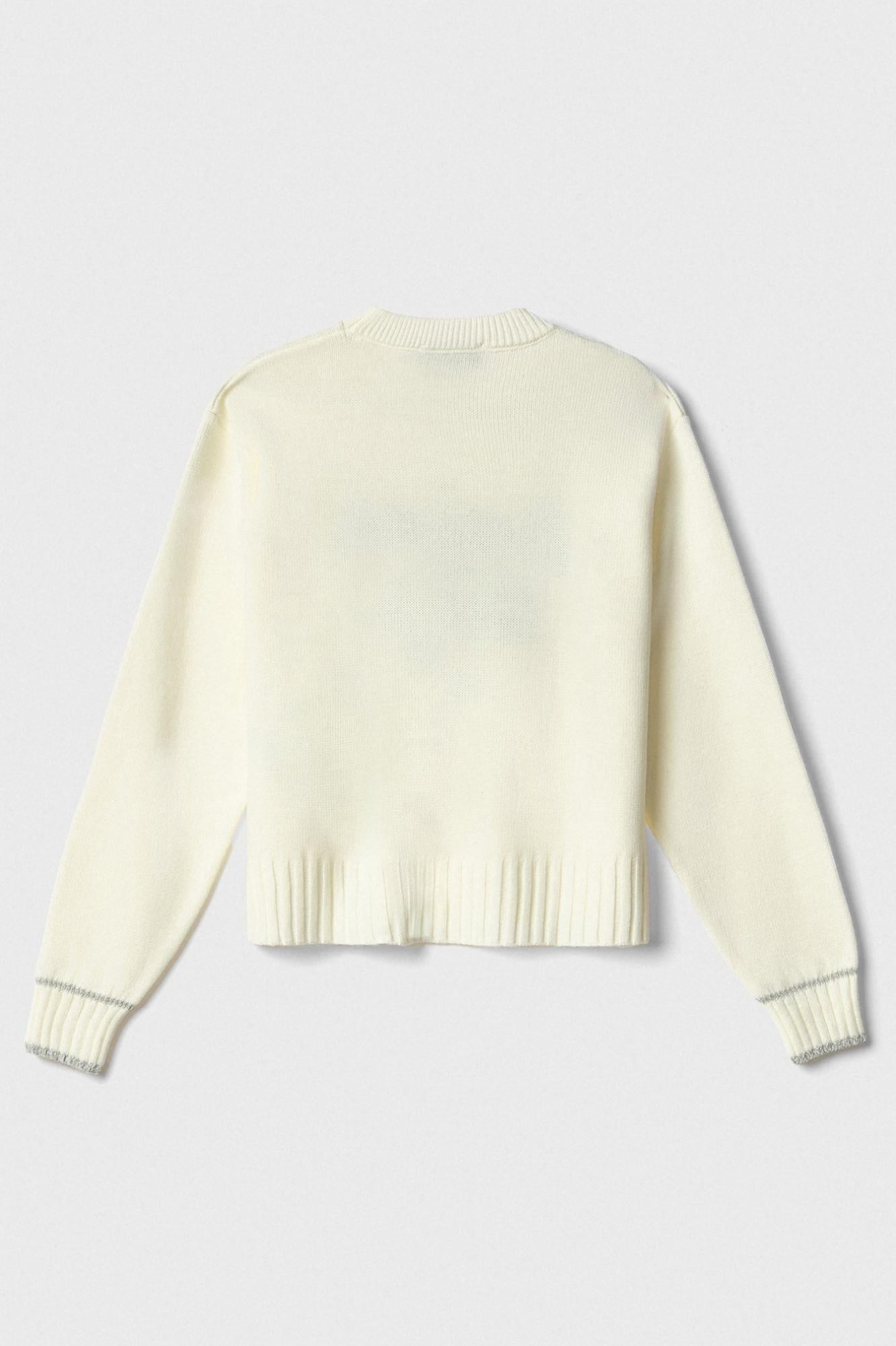 pullover in maglia rasata con ricamo sul davanti burro gaëlle paris GAABW07266MBFI0001AVORIO GAELLE