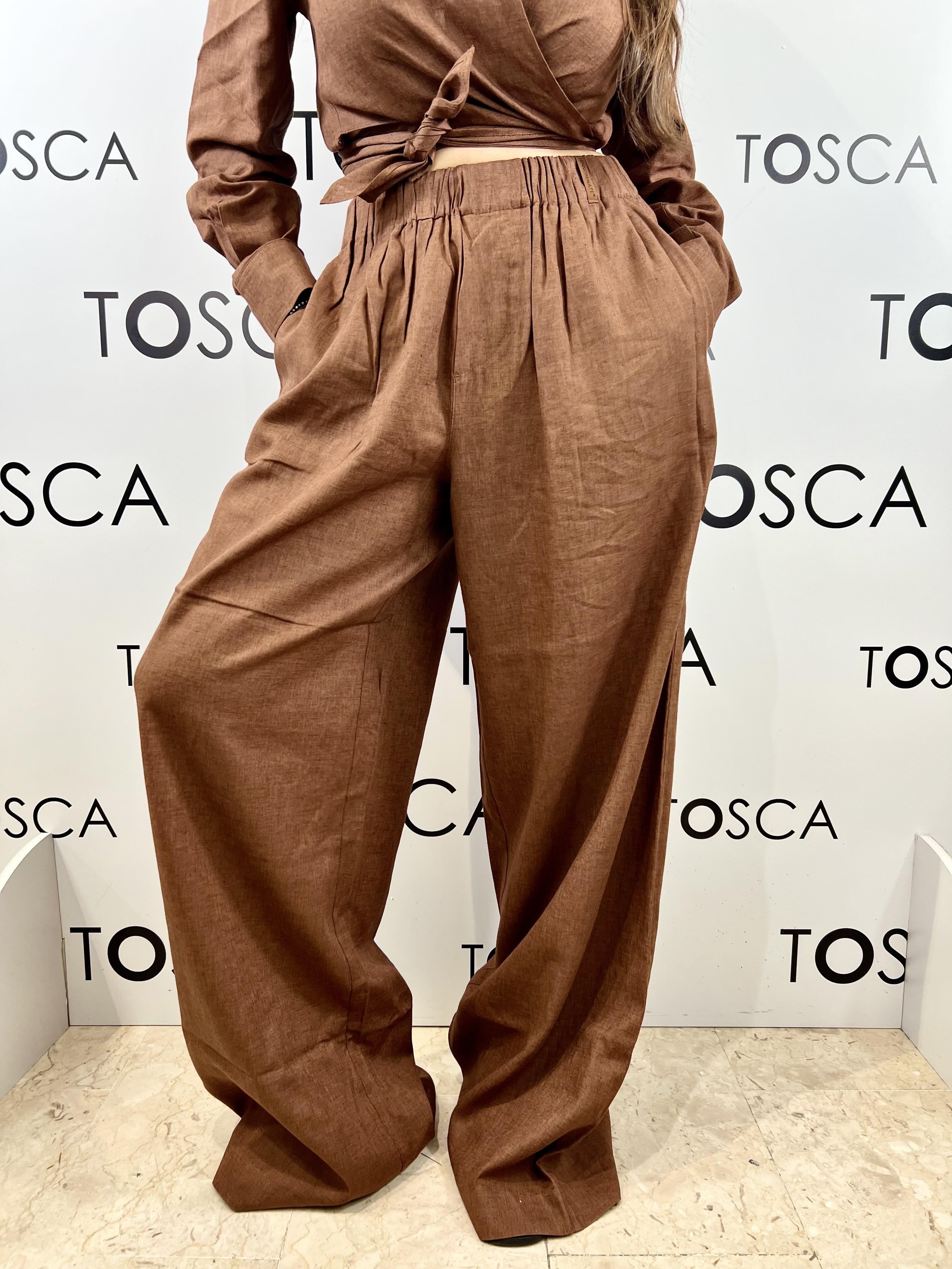 pantalone largo dritto in lino  hinnominate 