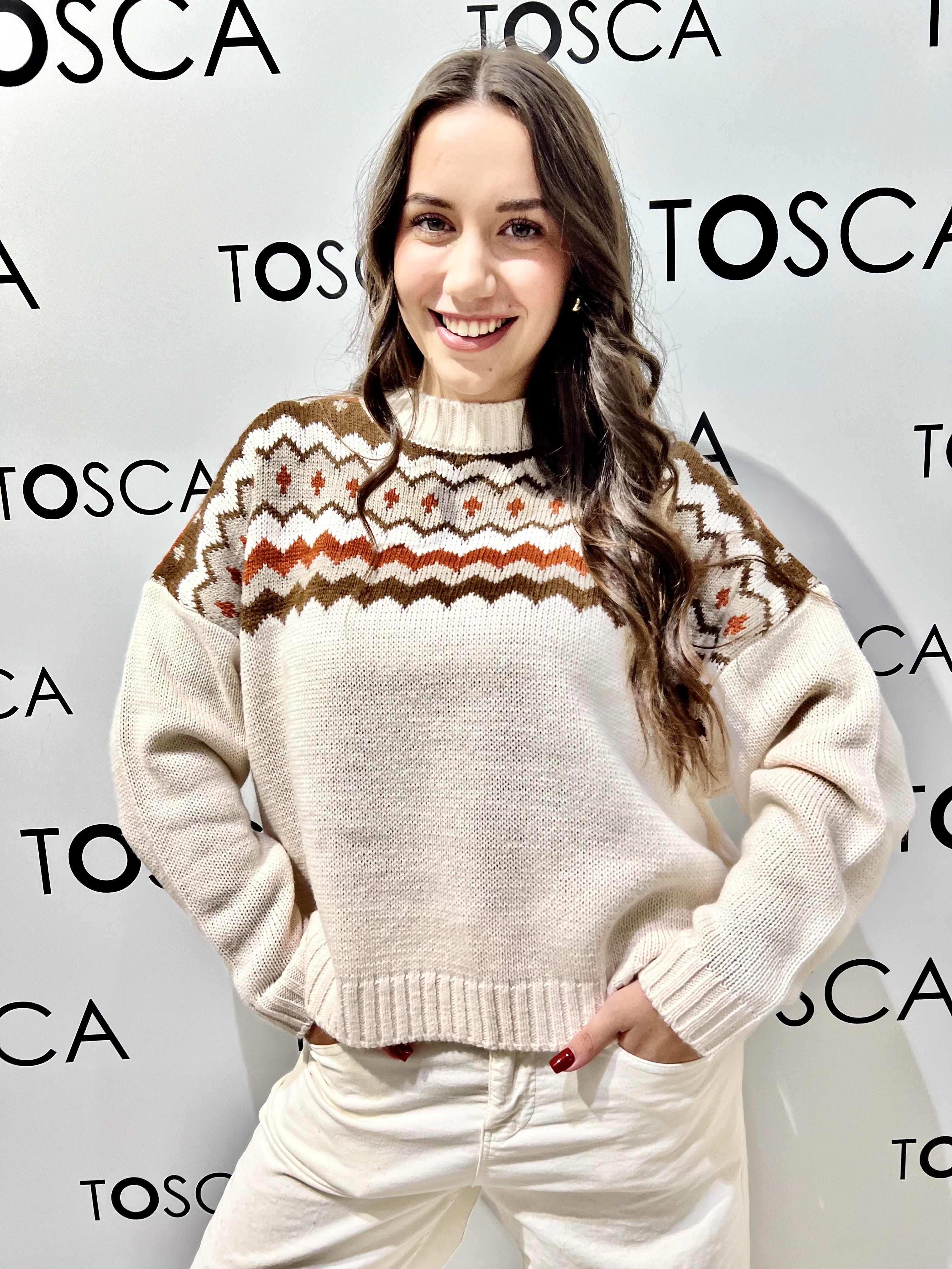 maglia girocollo in fantasia RI9PA106BEIGE ANGELA DAVIS