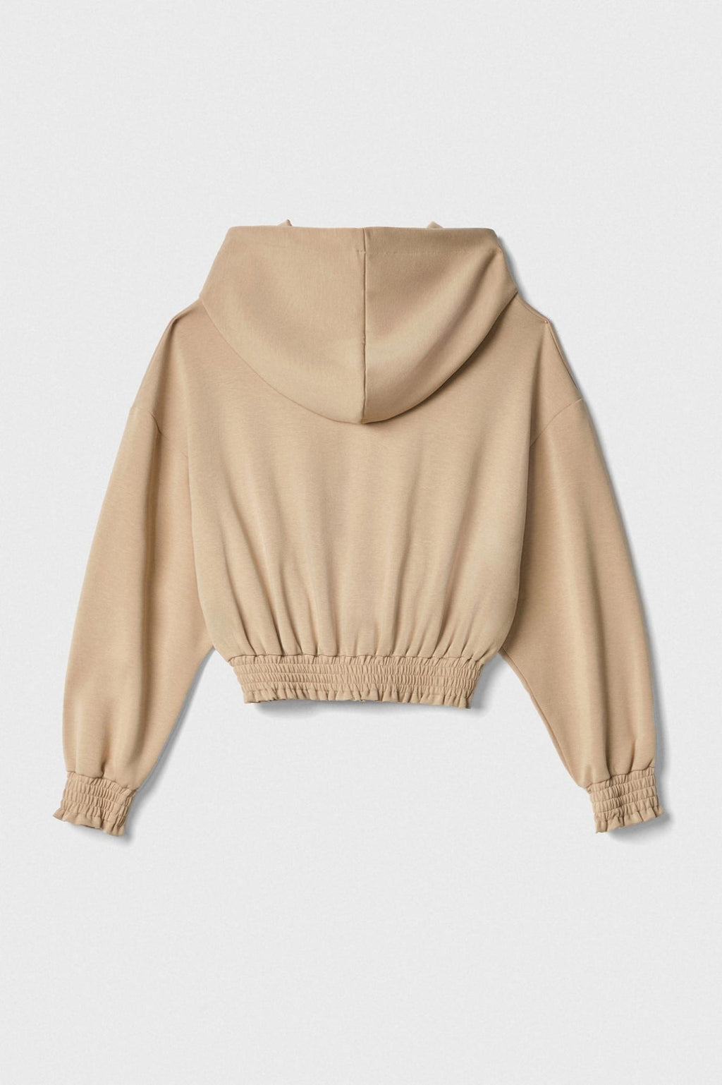 felpa crop con cappuccio e punto smock cammello gaëlle paris 
