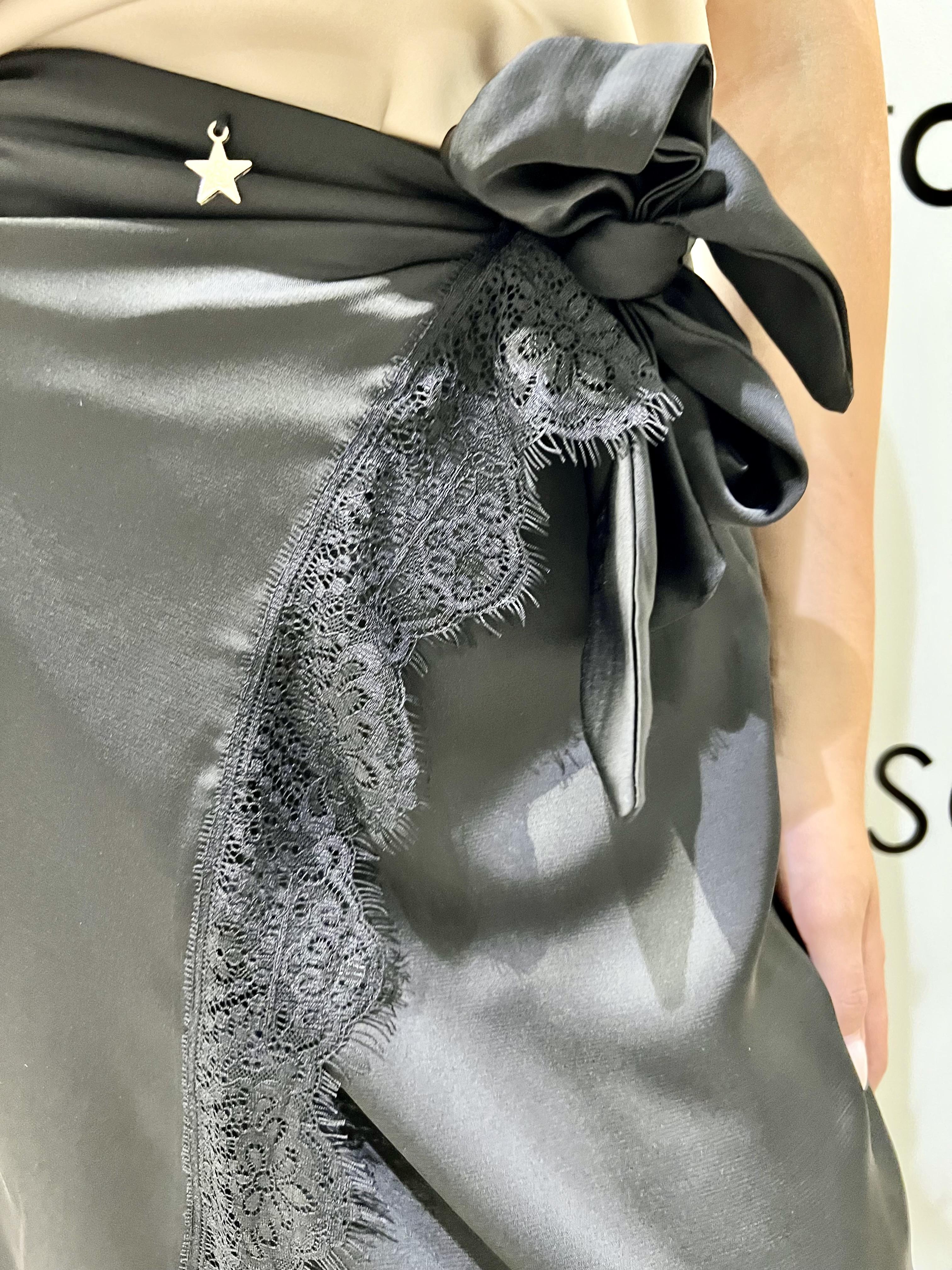 gonna con pizzo souvenir D38N0890-V3168NERO SOUVENIR