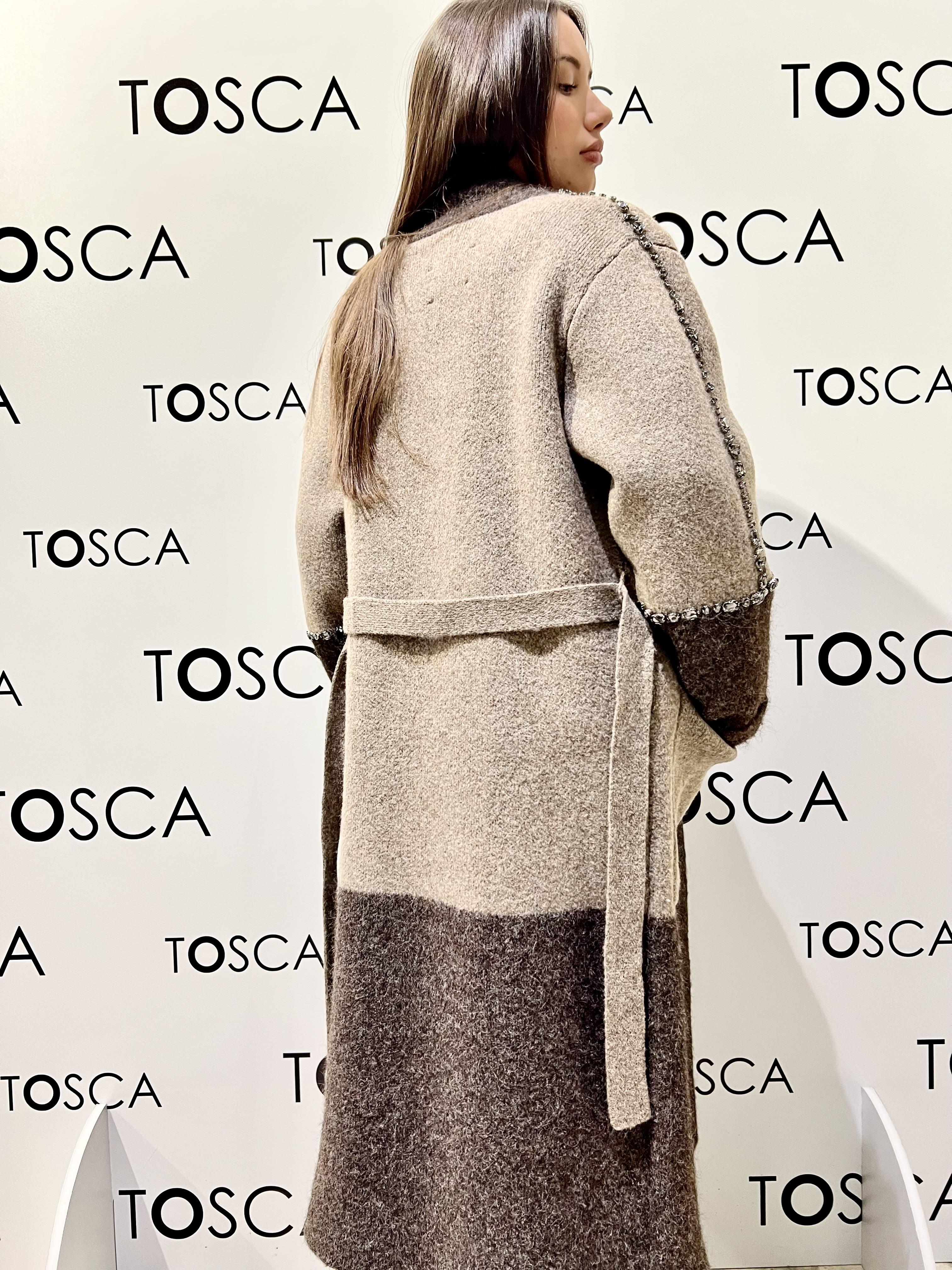 cappotto in maglia con cintura 55002FMARRONE VICOLO