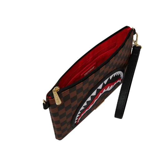pochette sprayground sawtooth sharks in paris crossover clutch 910B7841NSZMARRONE SPRAYGROUND